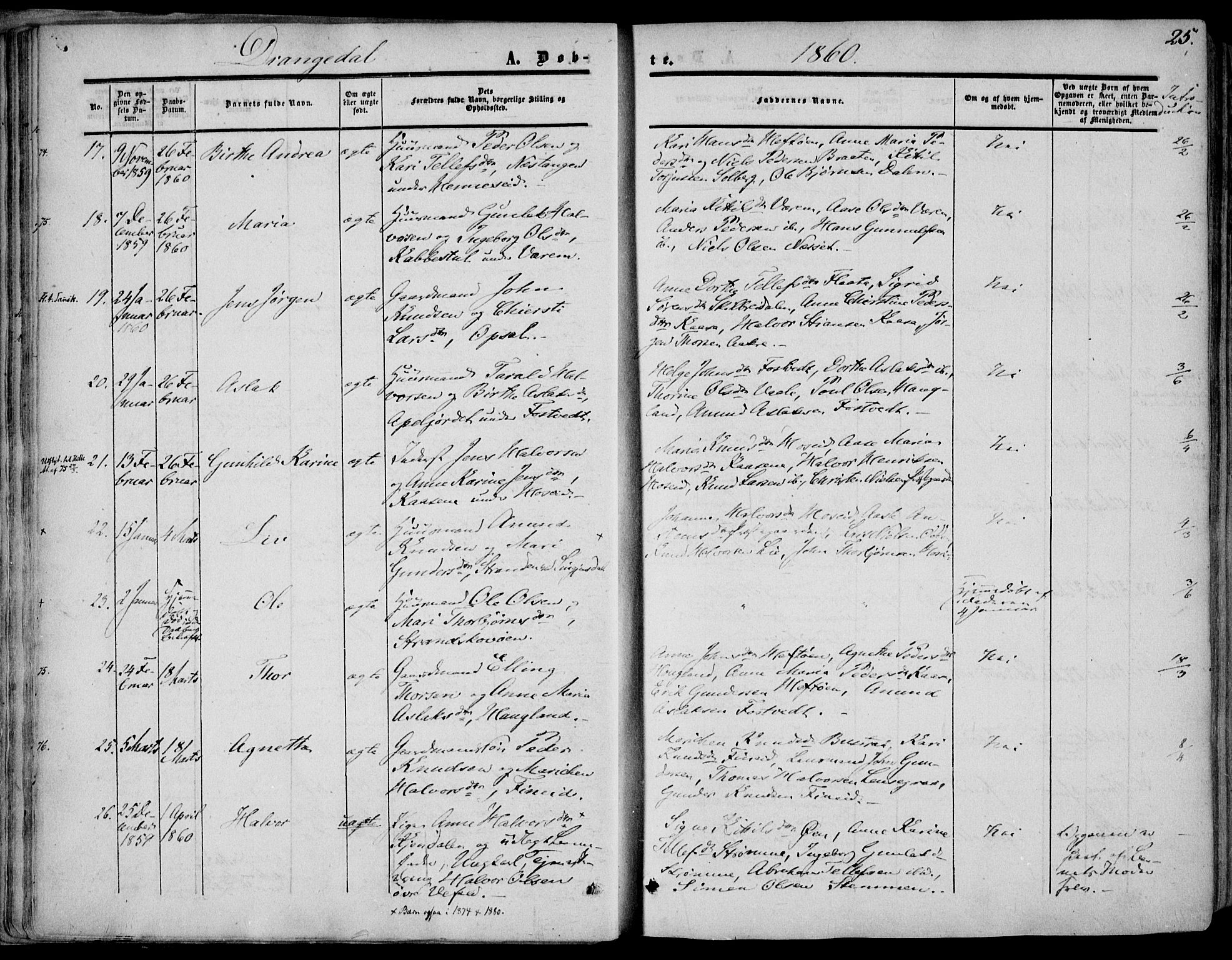 Drangedal kirkebøker, SAKO/A-258/F/Fa/L0008: Parish register (official) no. 8, 1857-1871, p. 25