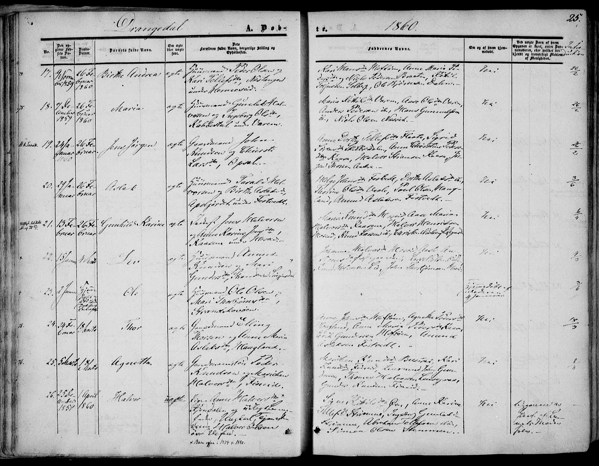 Drangedal kirkebøker, AV/SAKO-A-258/F/Fa/L0008: Parish register (official) no. 8, 1857-1871, p. 25