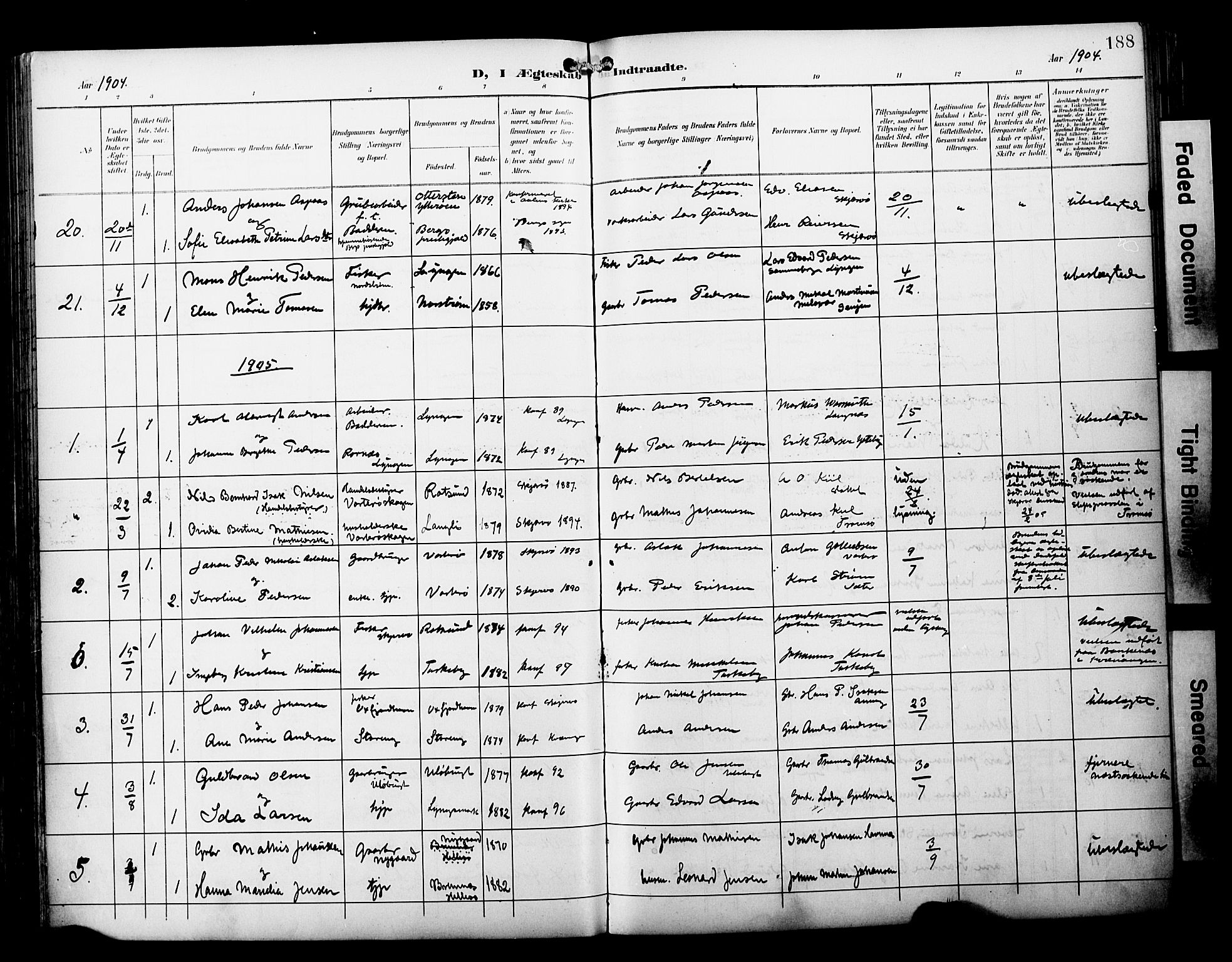 Skjervøy sokneprestkontor, SATØ/S-1300/H/Ha/Haa/L0015kirke: Parish register (official) no. 15, 1899-1909, p. 188