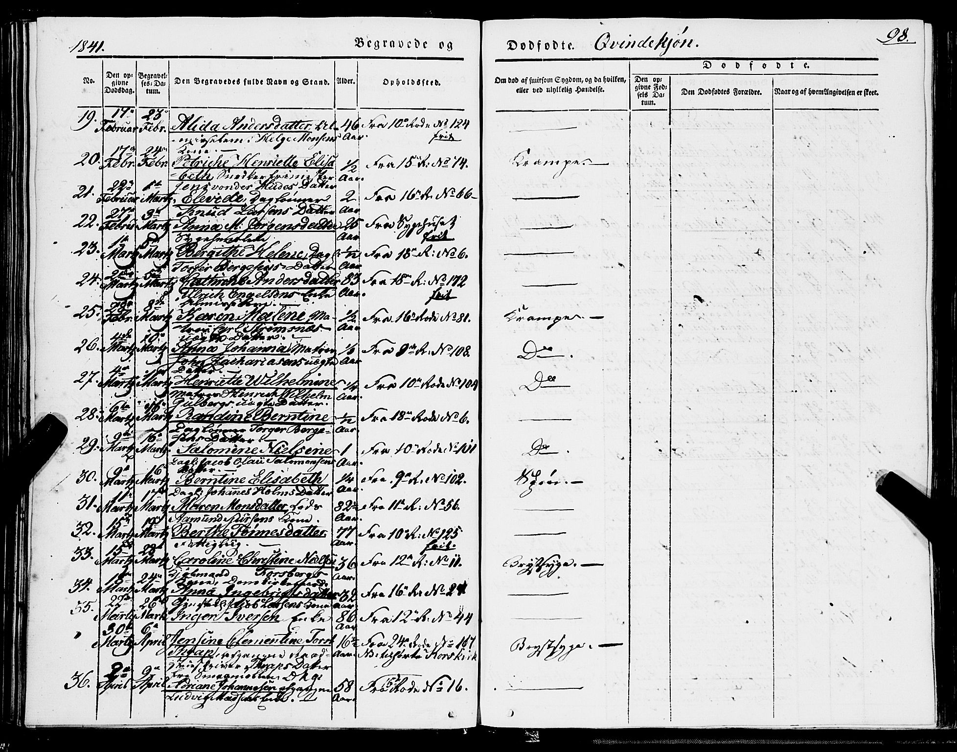 Domkirken sokneprestembete, SAB/A-74801/H/Haa/L0040: Parish register (official) no. E 1, 1841-1853, p. 98