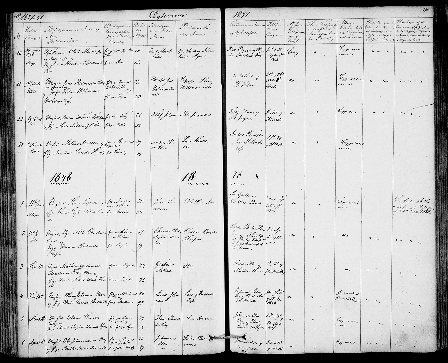 Sem kirkebøker, SAKO/A-5/F/Fa/L0006: Parish register (official) no. I 6, 1843-1855, p. 389-390