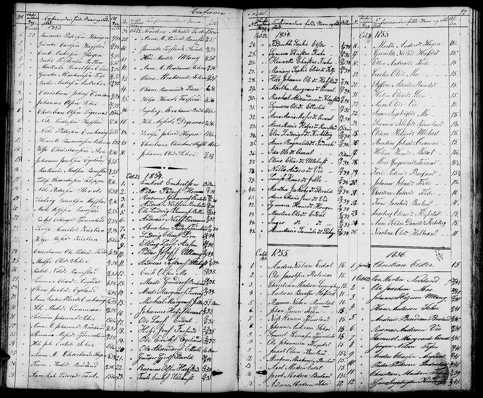 Førde sokneprestembete, SAB/A-79901/H/Hab/Haba/L0001: Parish register (copy) no. A 1, 1853-1880, p. 97