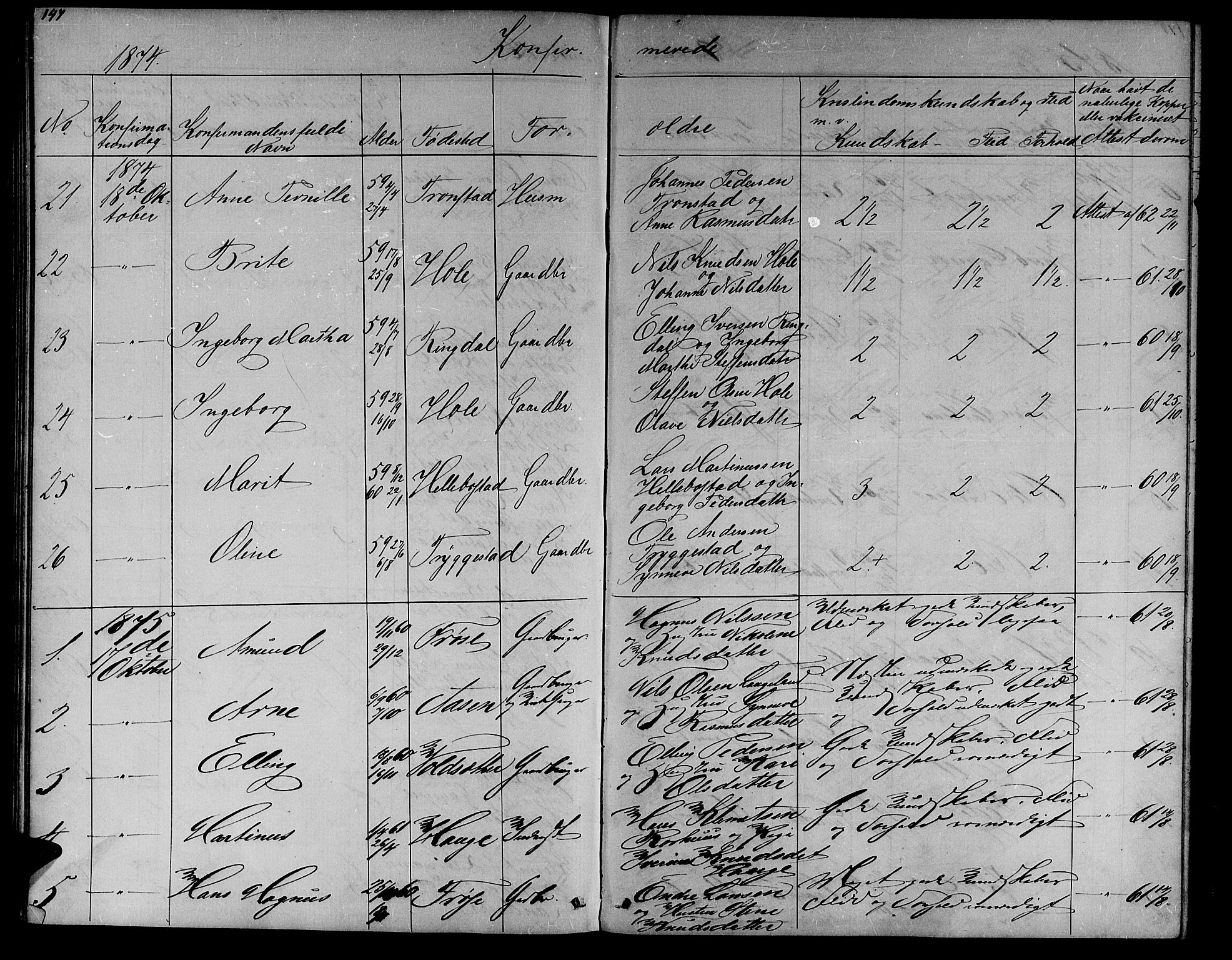 Ministerialprotokoller, klokkerbøker og fødselsregistre - Møre og Romsdal, AV/SAT-A-1454/517/L0229: Parish register (copy) no. 517C02, 1864-1879, p. 147