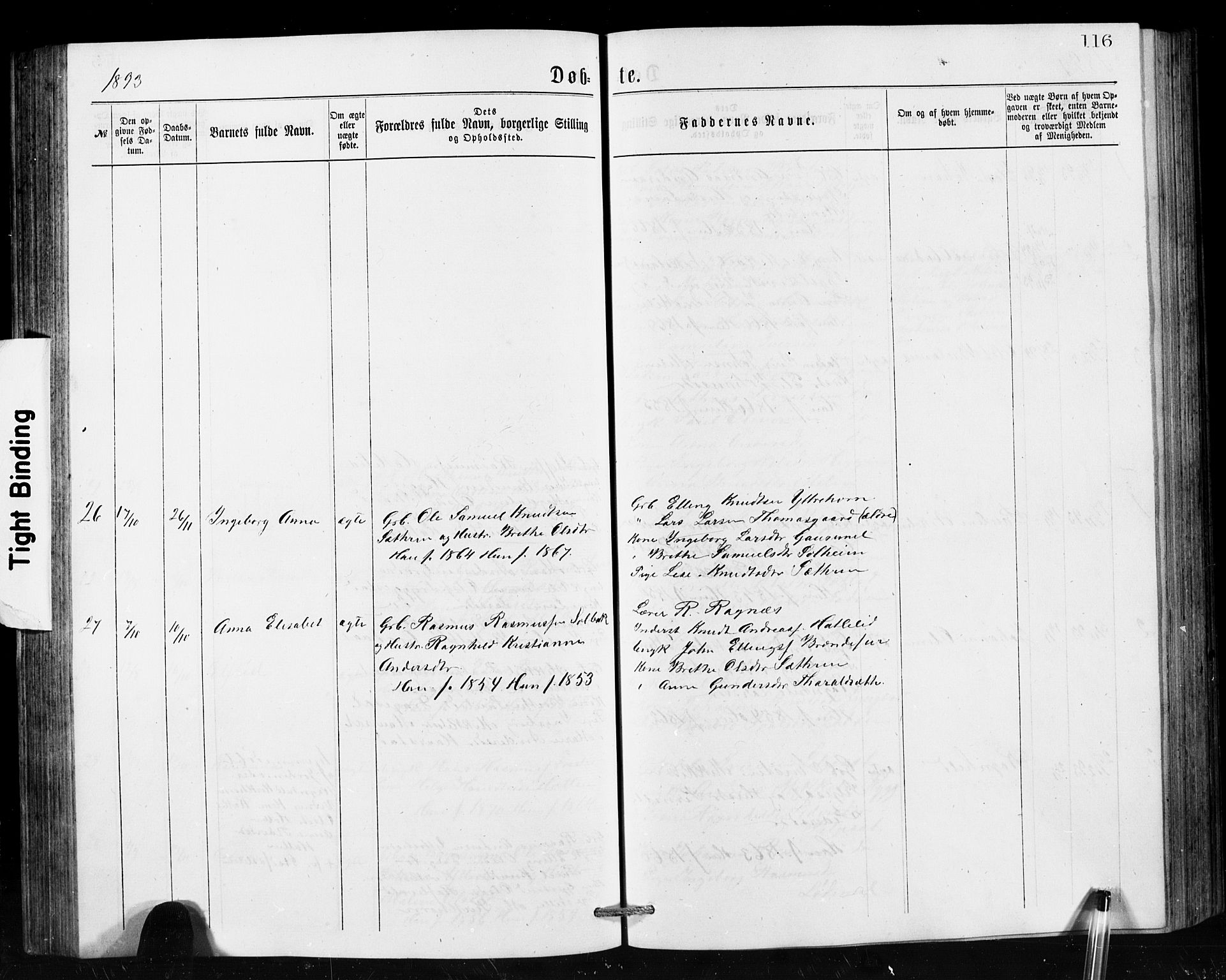Hornindal sokneprestembete, SAB/A-82401/H/Hab: Parish register (copy) no. A 1, 1876-1894, p. 116
