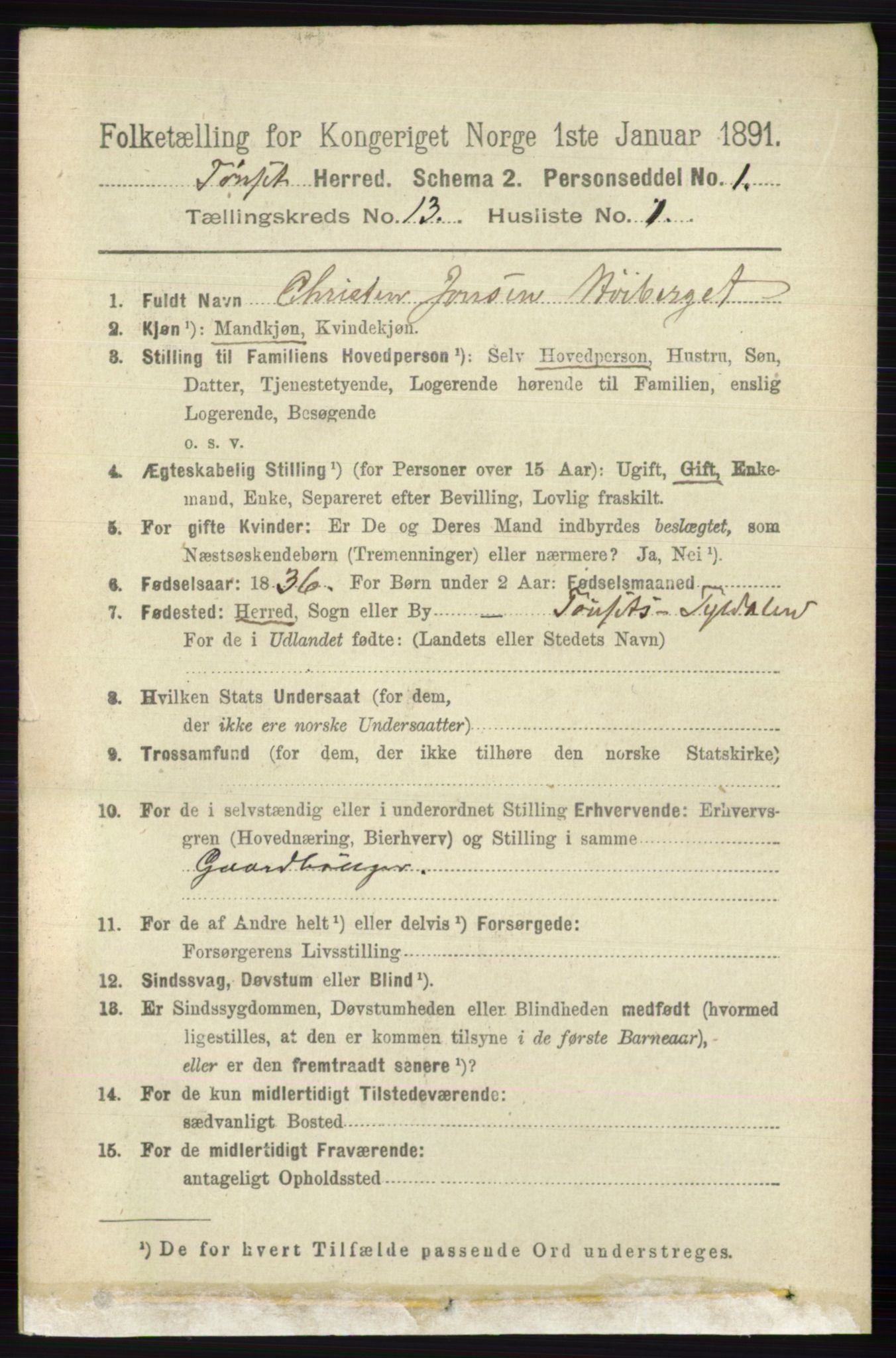 RA, 1891 census for 0437 Tynset, 1891, p. 3515