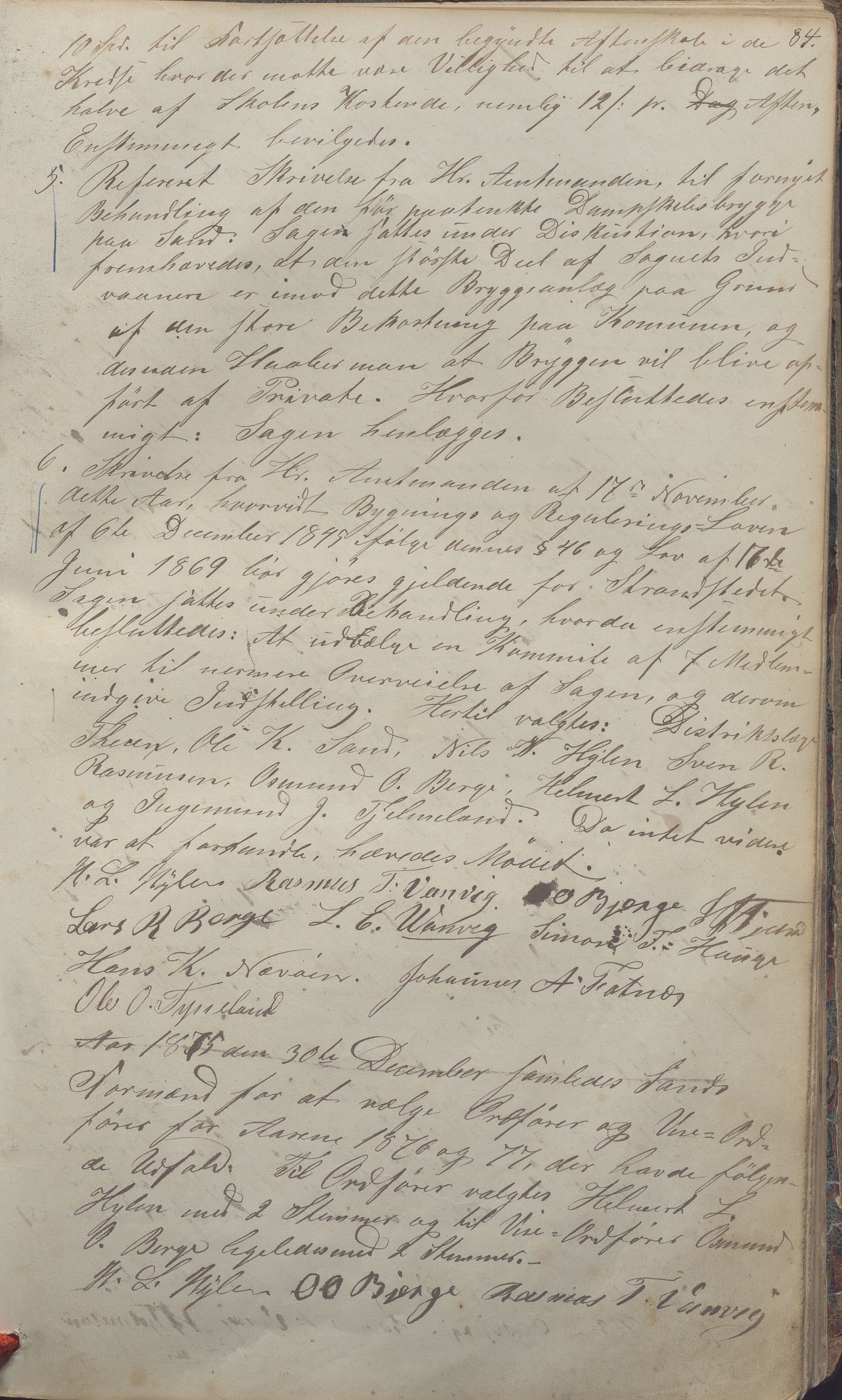 Sand kommune - Formannskapet, IKAR/K-102092/A/Aa/L0001: Møtebok, 1859-1885, p. 84a