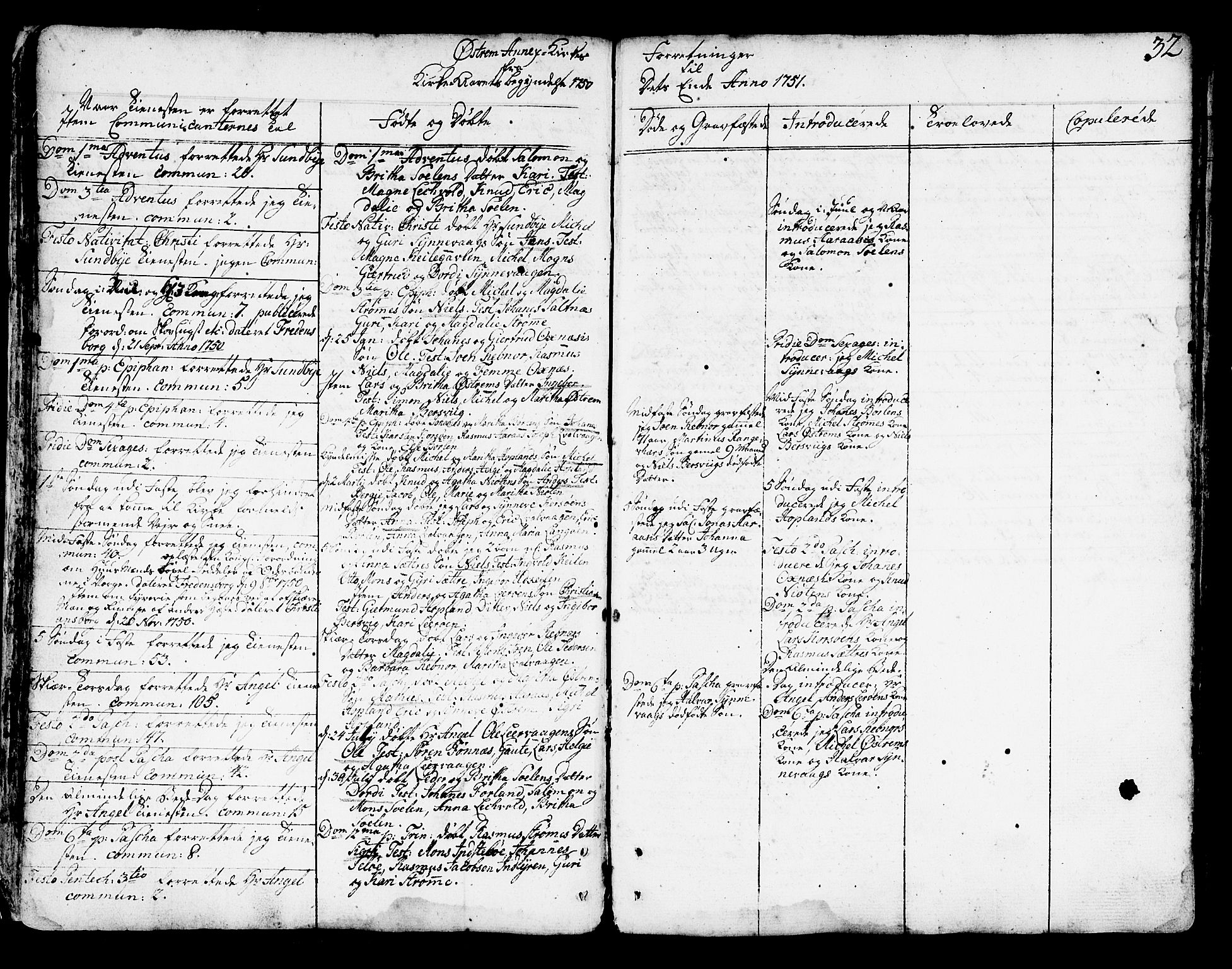 Lindås Sokneprestembete, SAB/A-76701/H/Haa: Parish register (official) no. A 3, 1748-1764, p. 32