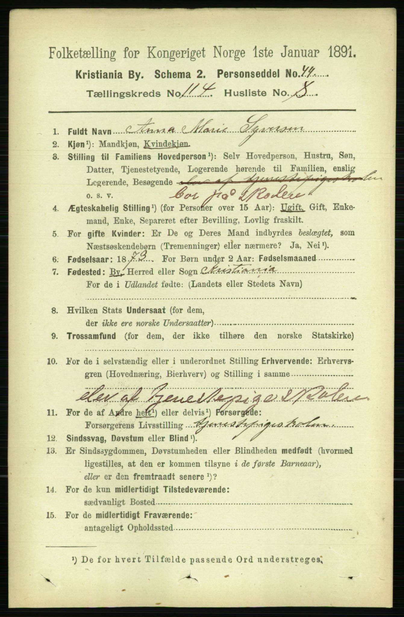 RA, 1891 census for 0301 Kristiania, 1891, p. 60987