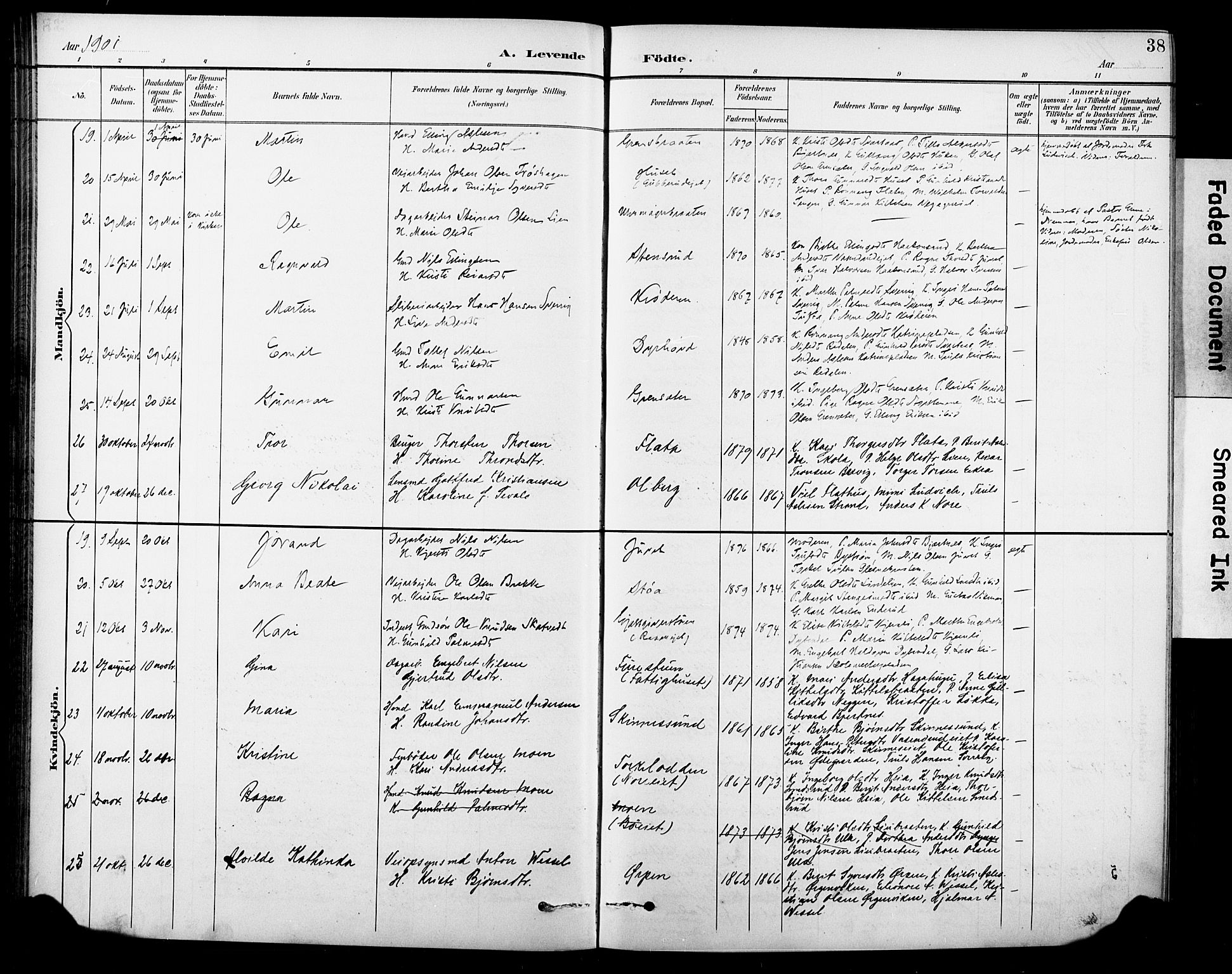 Krødsherad kirkebøker, SAKO/A-19/G/Ga/L0002: Parish register (copy) no. 2, 1894-1918, p. 38