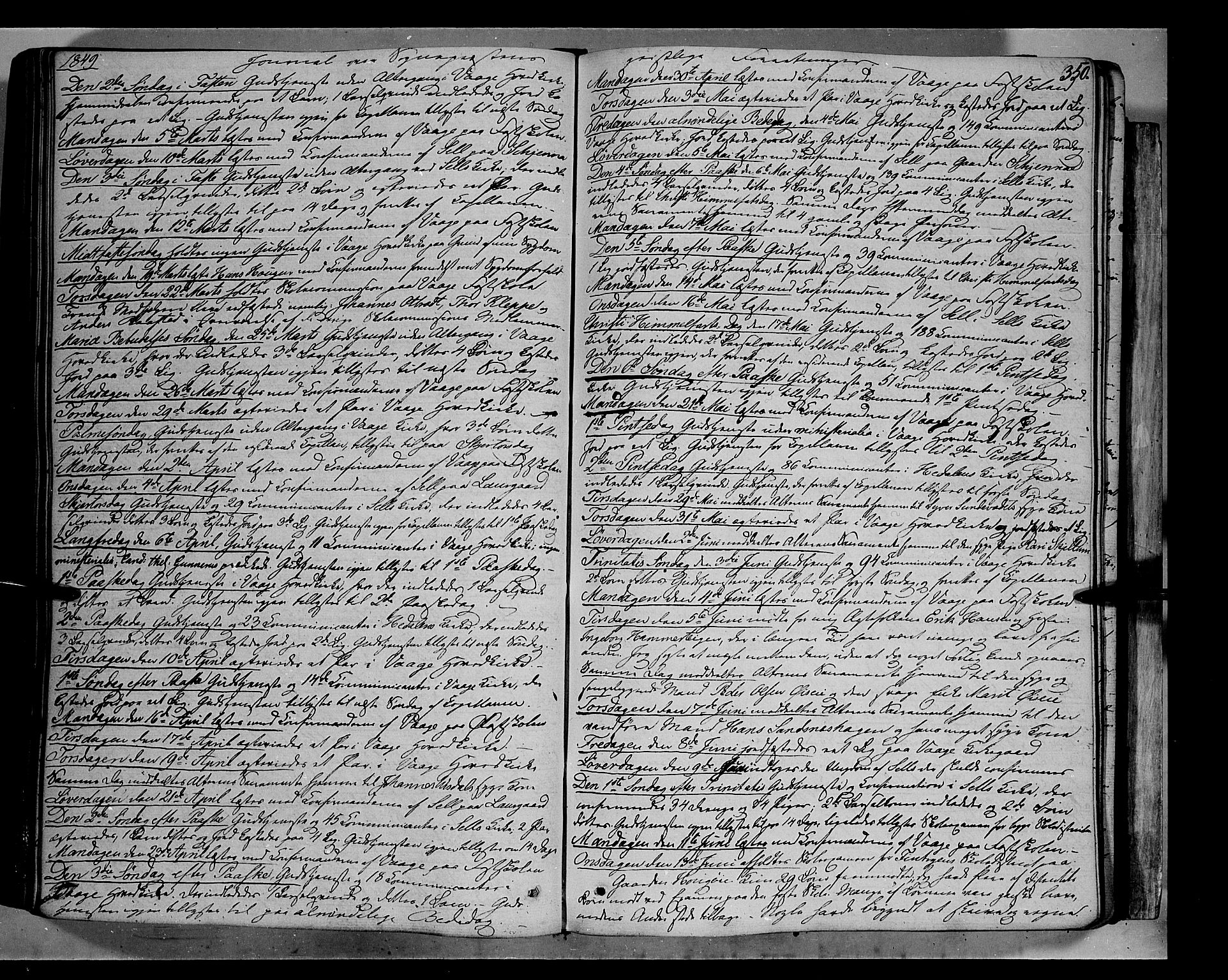 Vågå prestekontor, SAH/PREST-076/H/Ha/Haa/L0005: Parish register (official) no. 5 /1, 1842-1856, p. 350