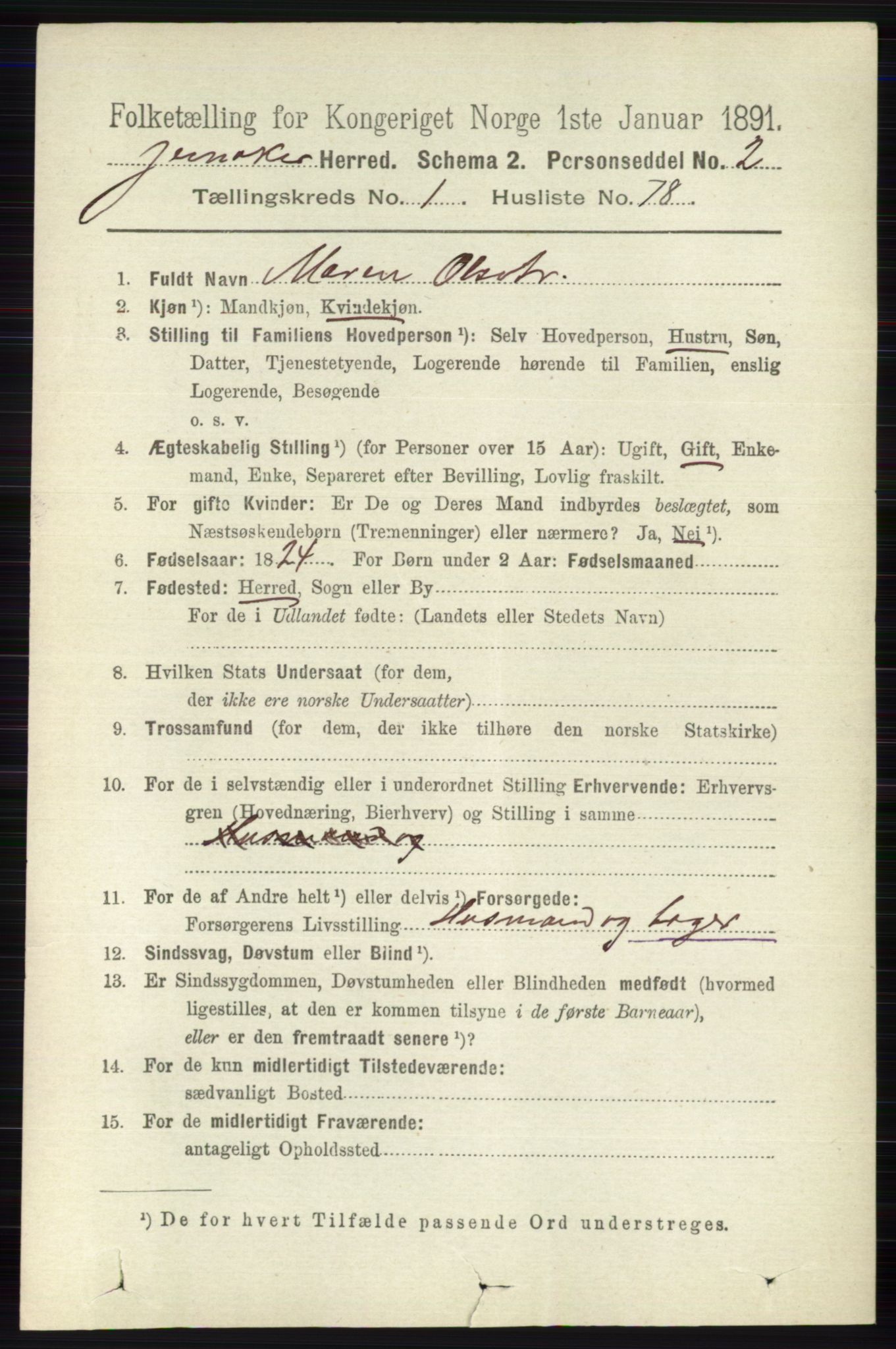 RA, 1891 census for 0532 Jevnaker, 1891, p. 553