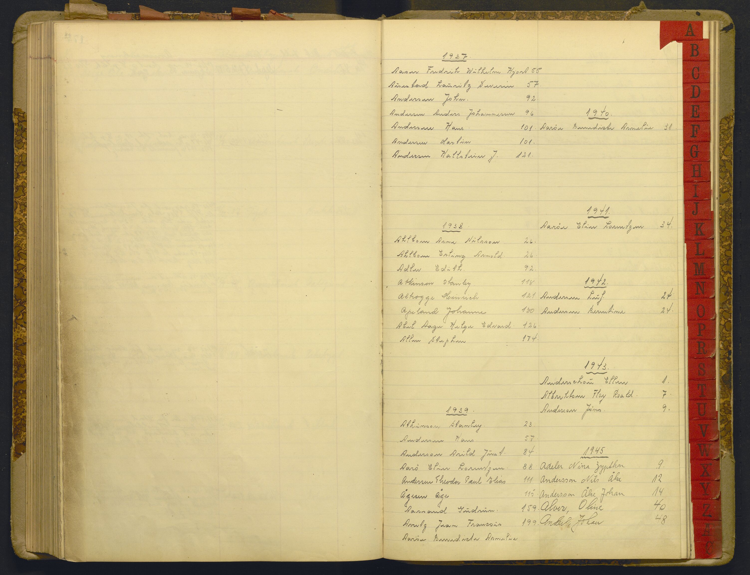 Hordaland politidistrikt, AV/SAB-A-64101/K/Ka/L0002: Framandjournal med register , 1937-1946