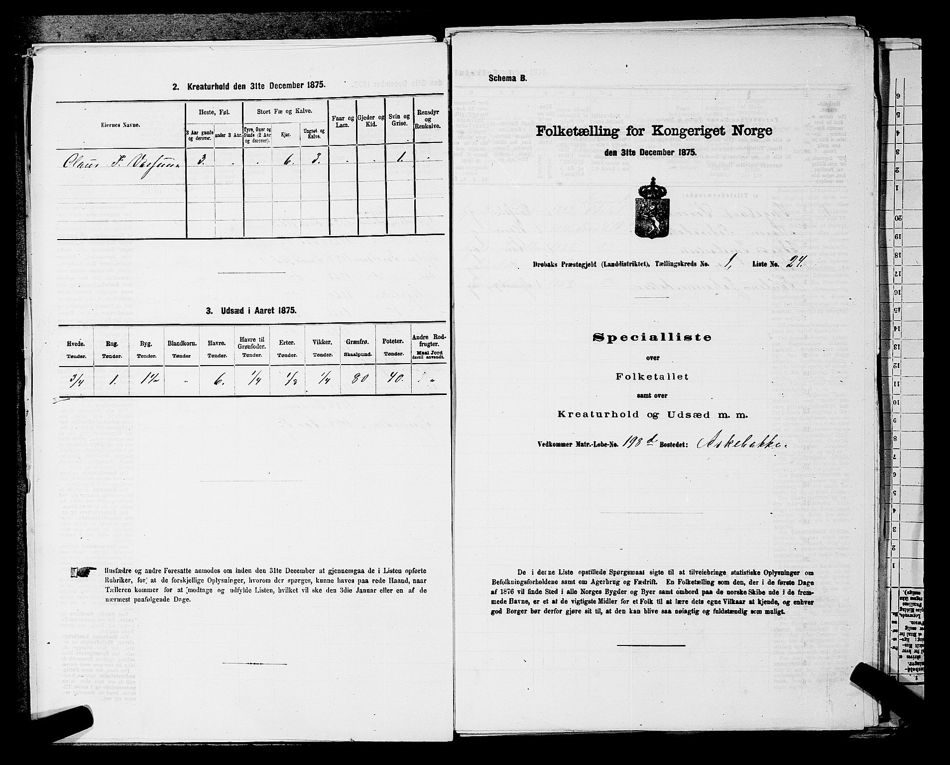 RA, 1875 census for 0215L Drøbak/Frogn, 1875, p. 185