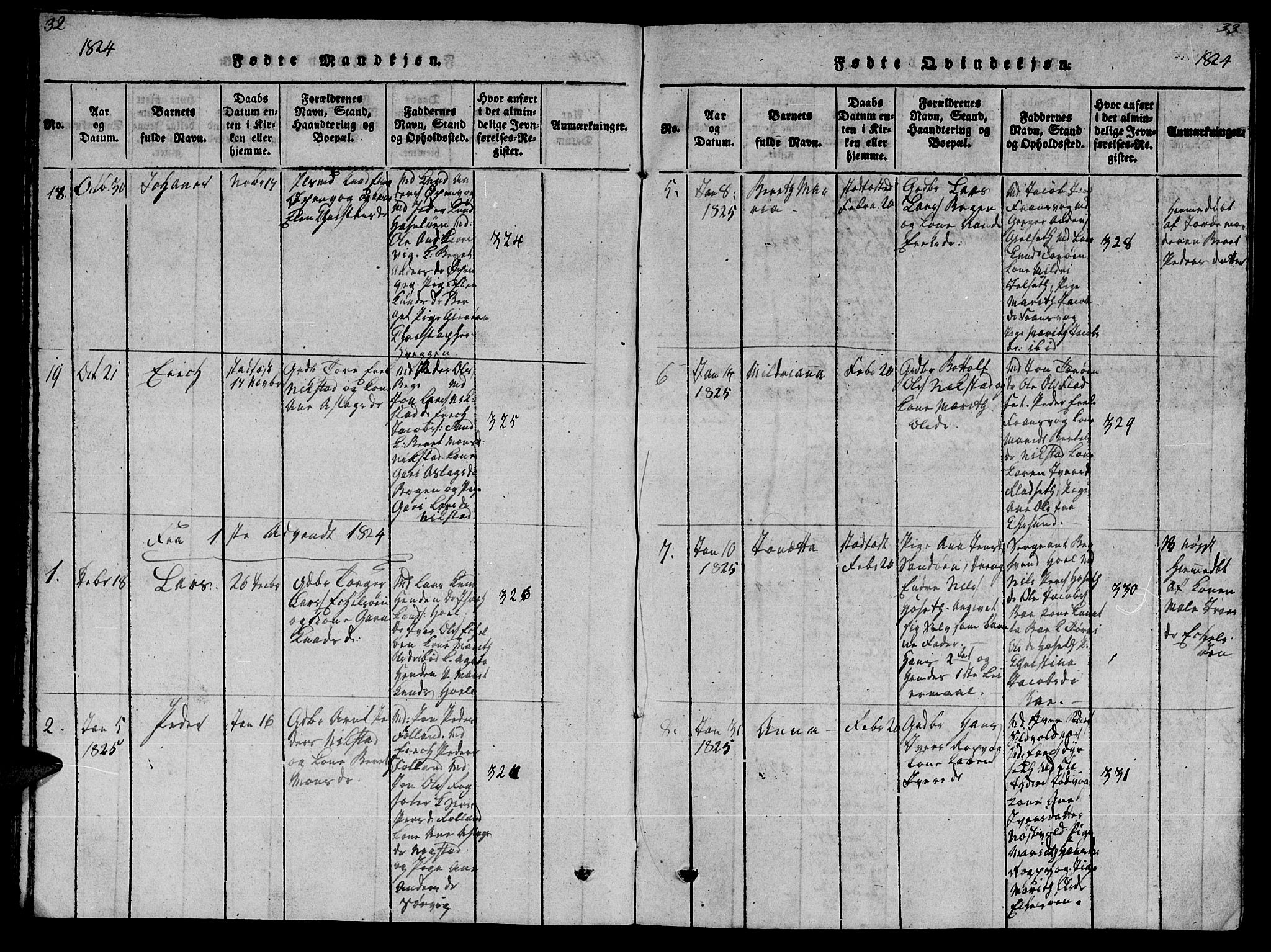 Ministerialprotokoller, klokkerbøker og fødselsregistre - Møre og Romsdal, SAT/A-1454/569/L0818: Parish register (official) no. 569A04, 1820-1828, p. 32-33