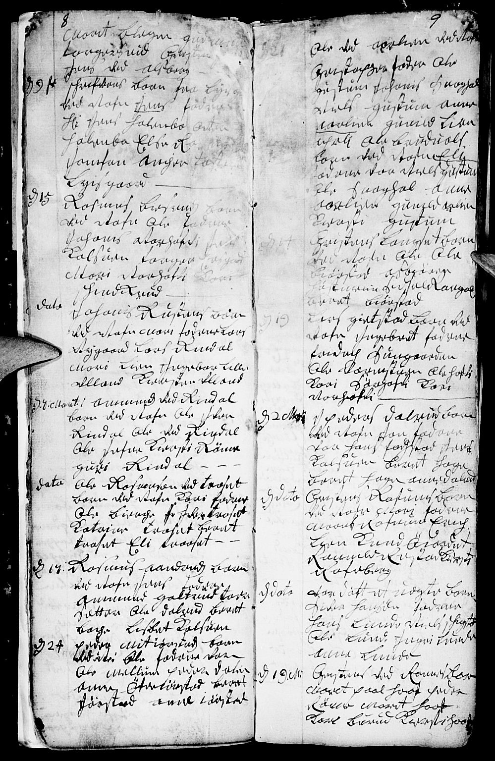 Fåberg prestekontor, SAH/PREST-086/H/Ha/Haa/L0001: Parish register (official) no. 1, 1727-1775, p. 8-9