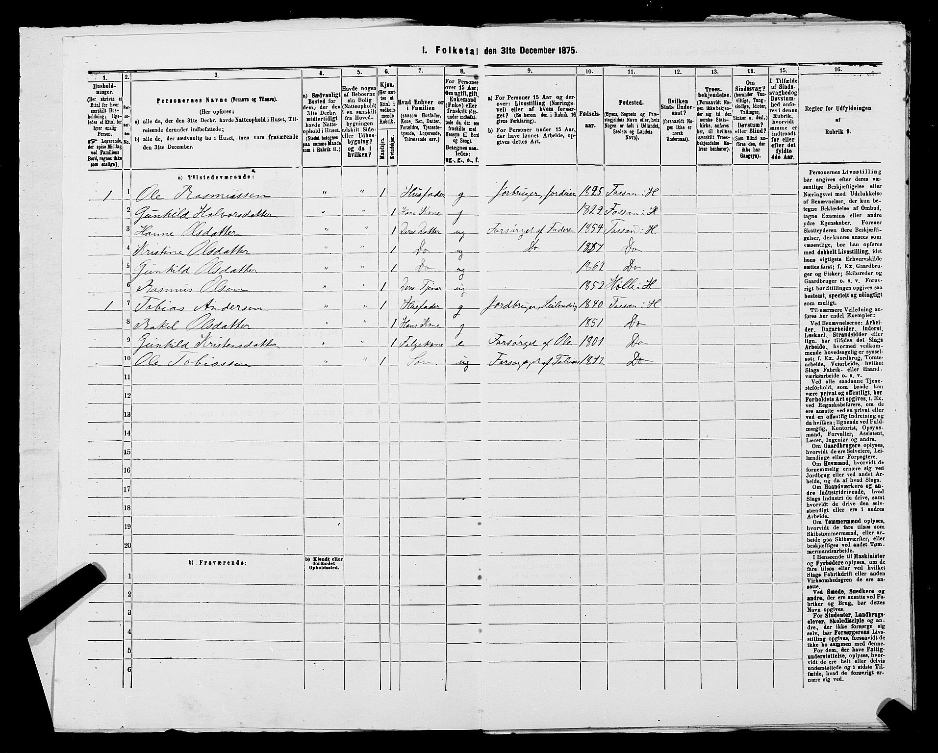 SAST, 1875 census for 1128P Høgsfjord, 1875, p. 241