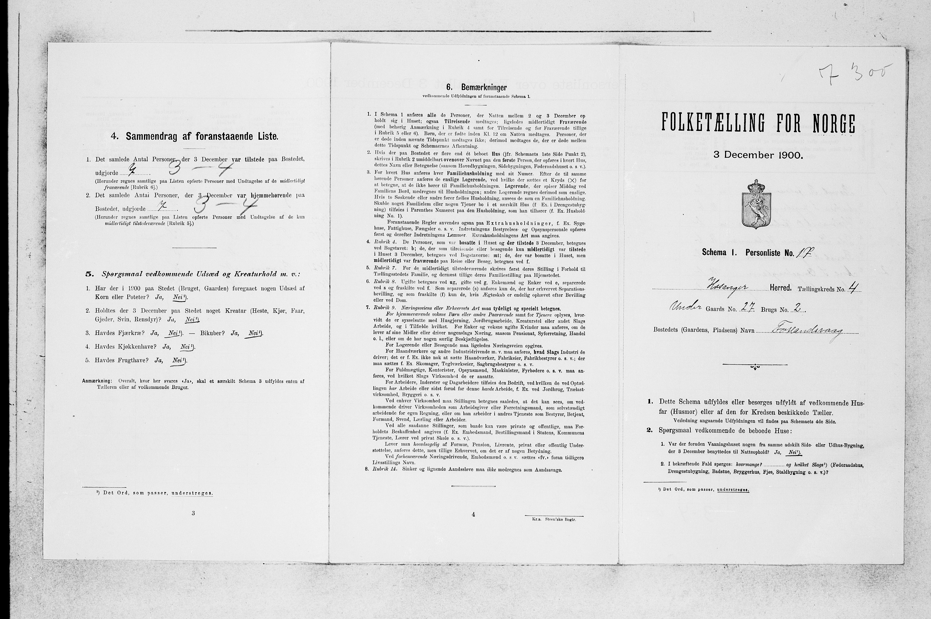 SAB, 1900 census for Hosanger, 1900, p. 347