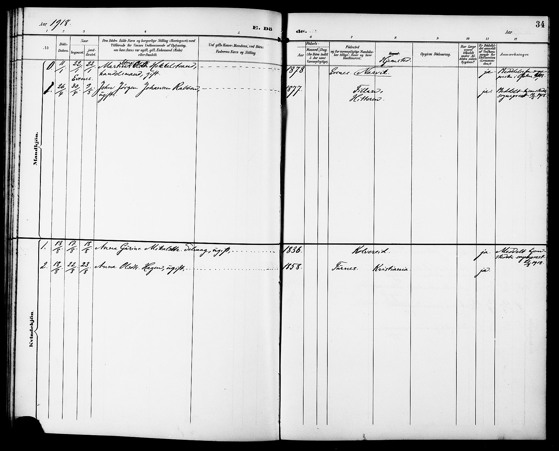 Ministerialprotokoller, klokkerbøker og fødselsregistre - Sør-Trøndelag, SAT/A-1456/629/L0486: Parish register (official) no. 629A02, 1894-1919, p. 34