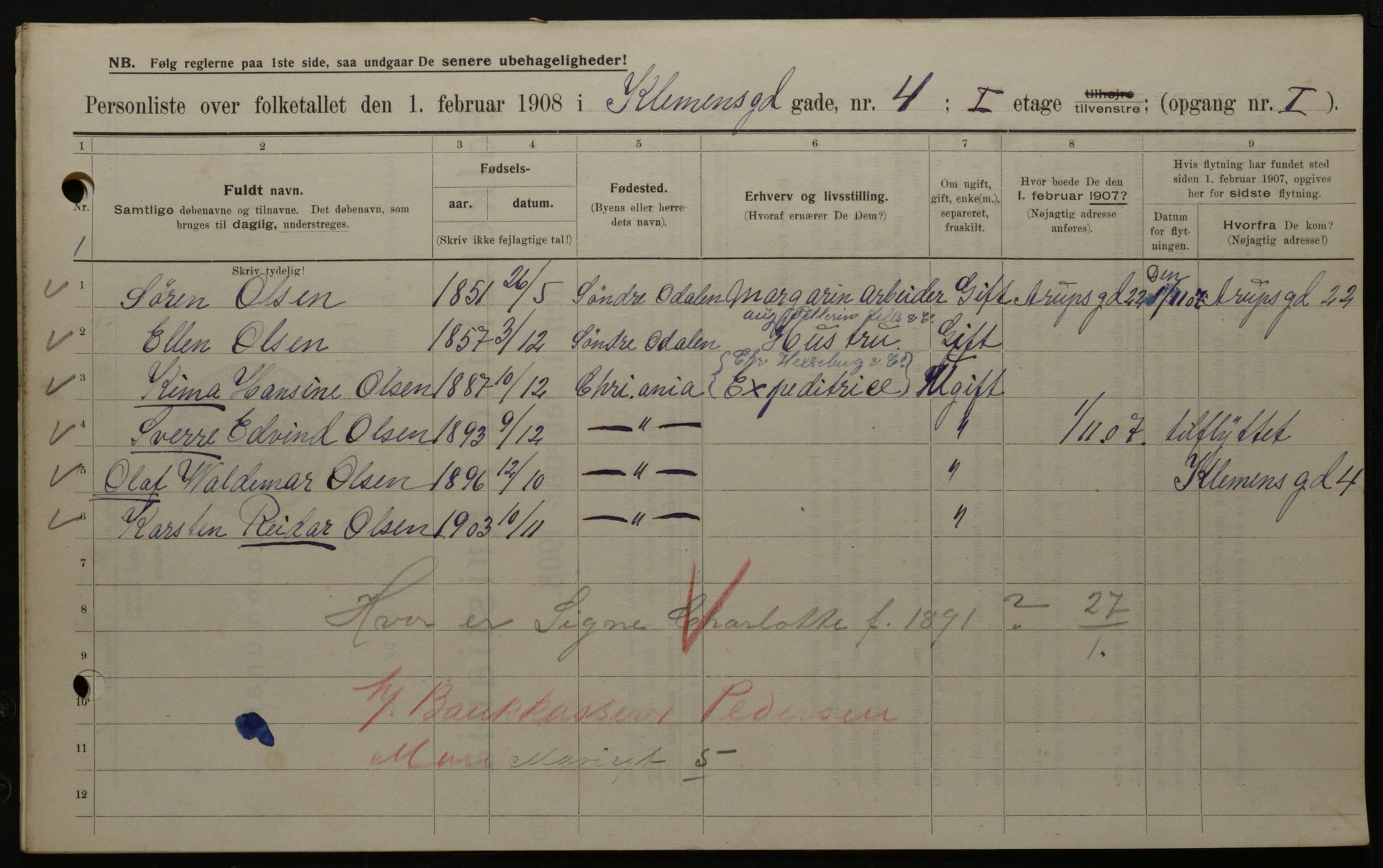 OBA, Municipal Census 1908 for Kristiania, 1908, p. 12021