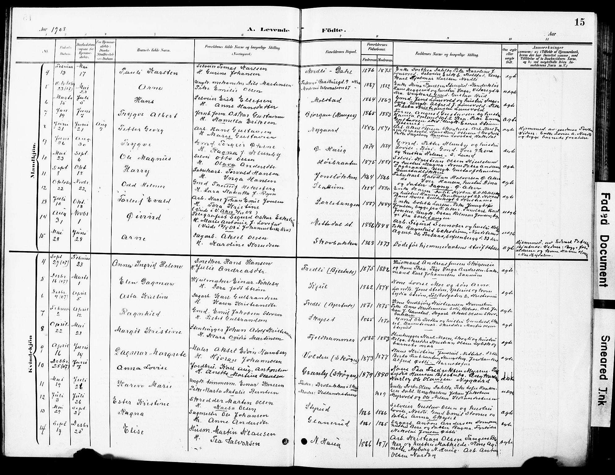 Nittedal prestekontor Kirkebøker, AV/SAO-A-10365a/G/Ga/L0003: Parish register (copy) no. I 3, 1902-1929, p. 15