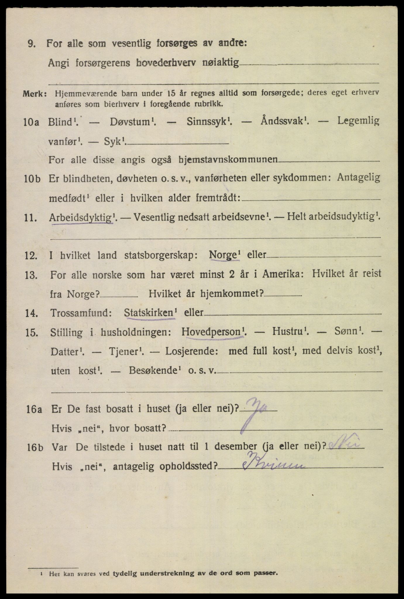 SAK, 1920 census for Fjotland, 1920, p. 1559