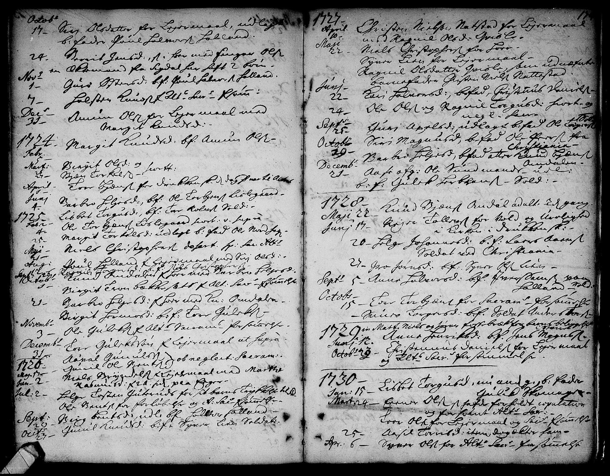 Rollag kirkebøker, SAKO/A-240/F/Fa/L0002: Parish register (official) no. I 2, 1714-1742, p. 174