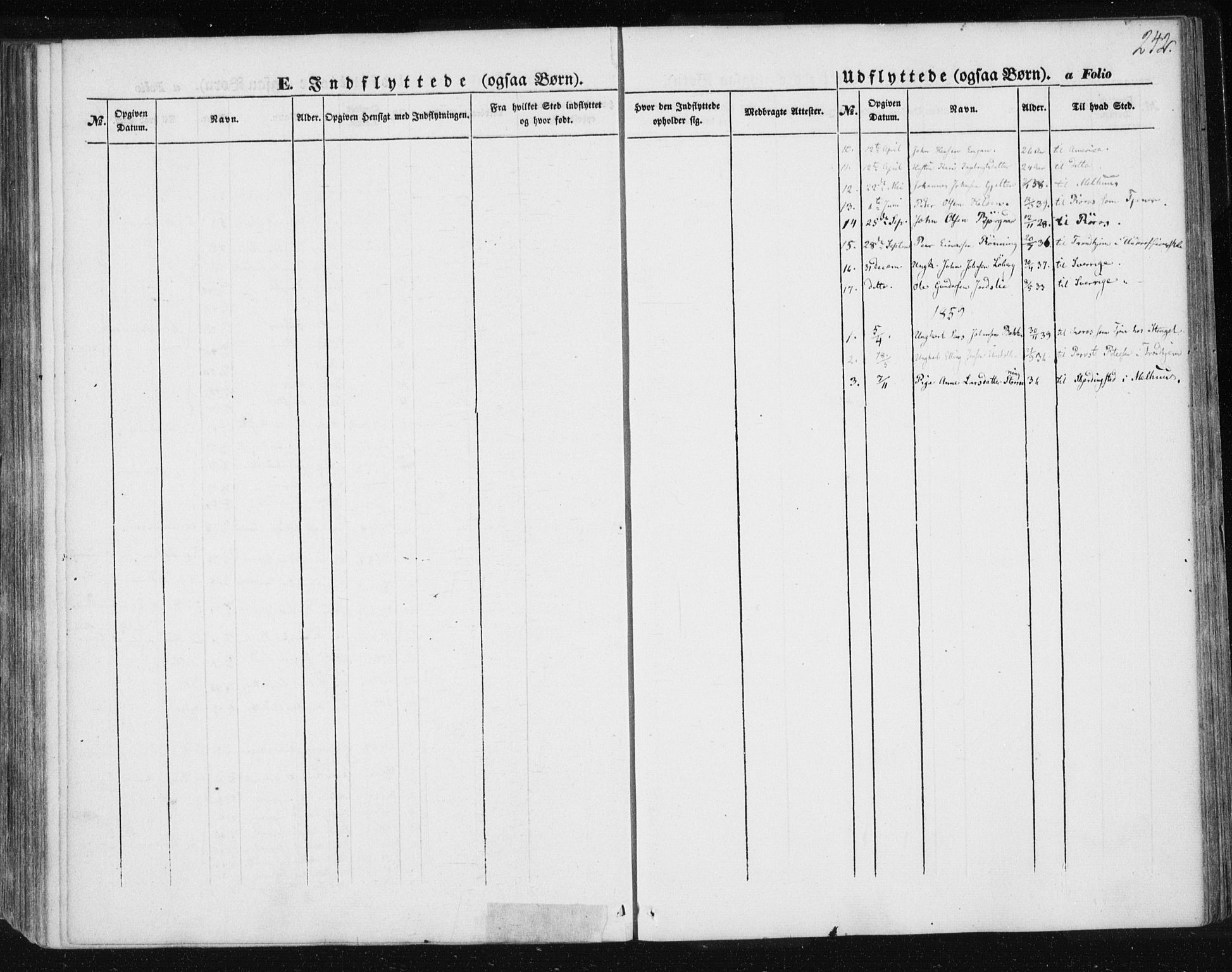 Ministerialprotokoller, klokkerbøker og fødselsregistre - Sør-Trøndelag, SAT/A-1456/685/L0965: Parish register (official) no. 685A06 /3, 1846-1859, p. 242