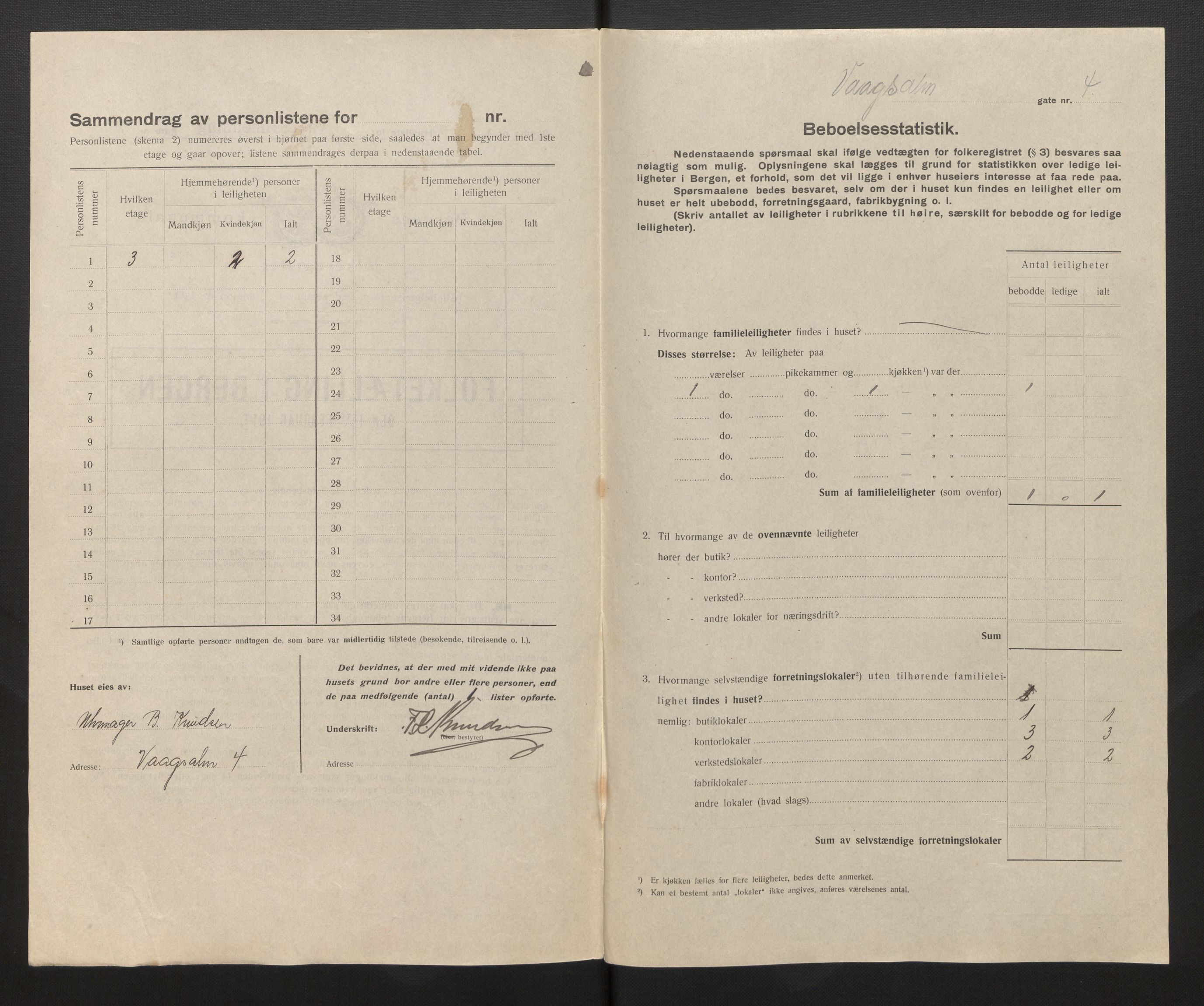 SAB, Municipal Census 1917 for Bergen, 1917, p. 43457