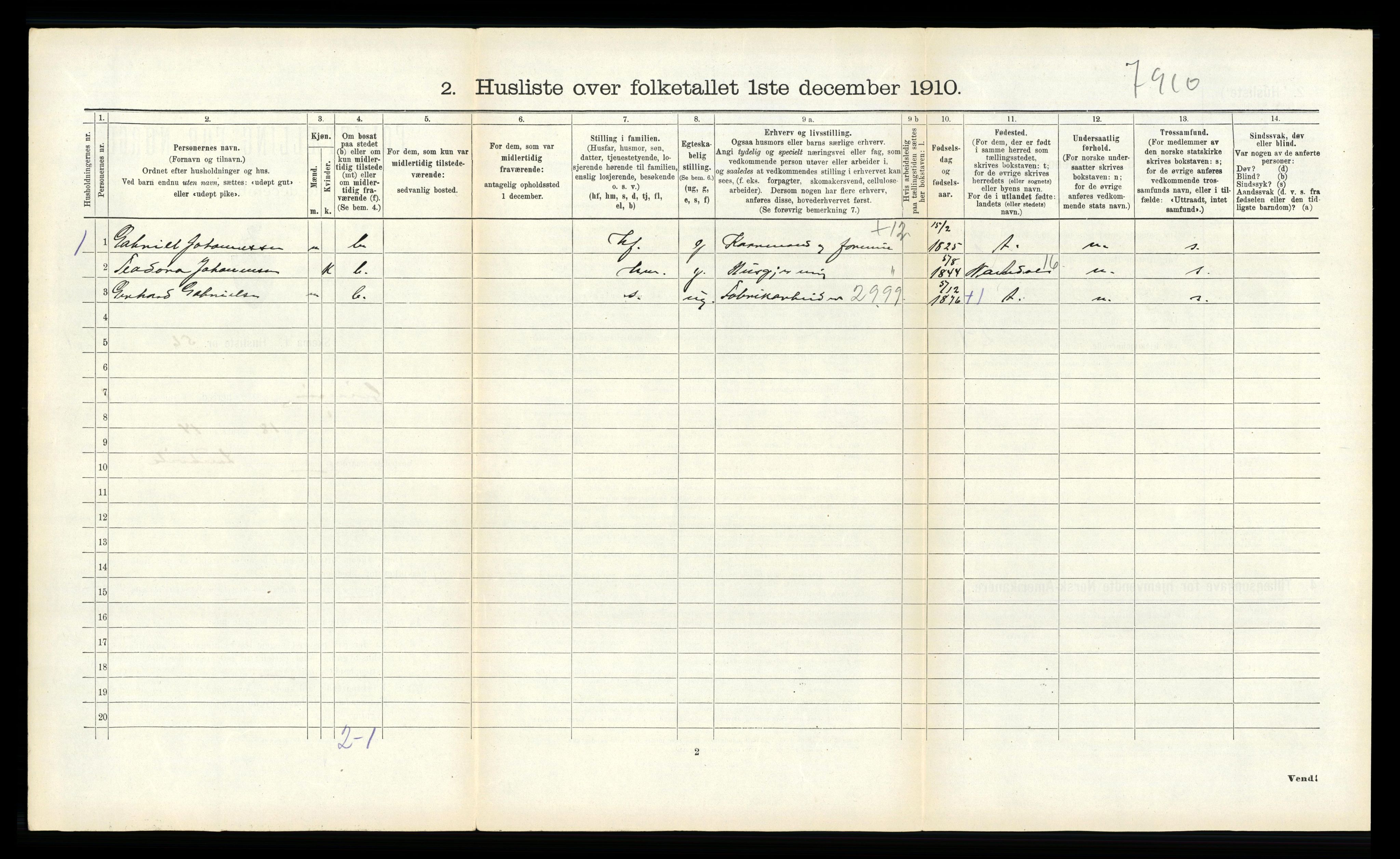 RA, 1910 census for Gimsøy, 1910, p. 140