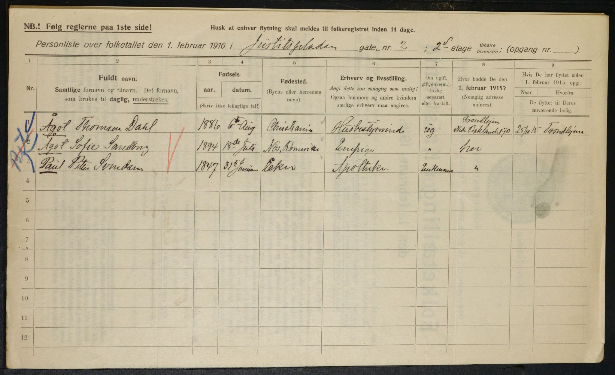 OBA, Municipal Census 1916 for Kristiania, 1916, p. 48798