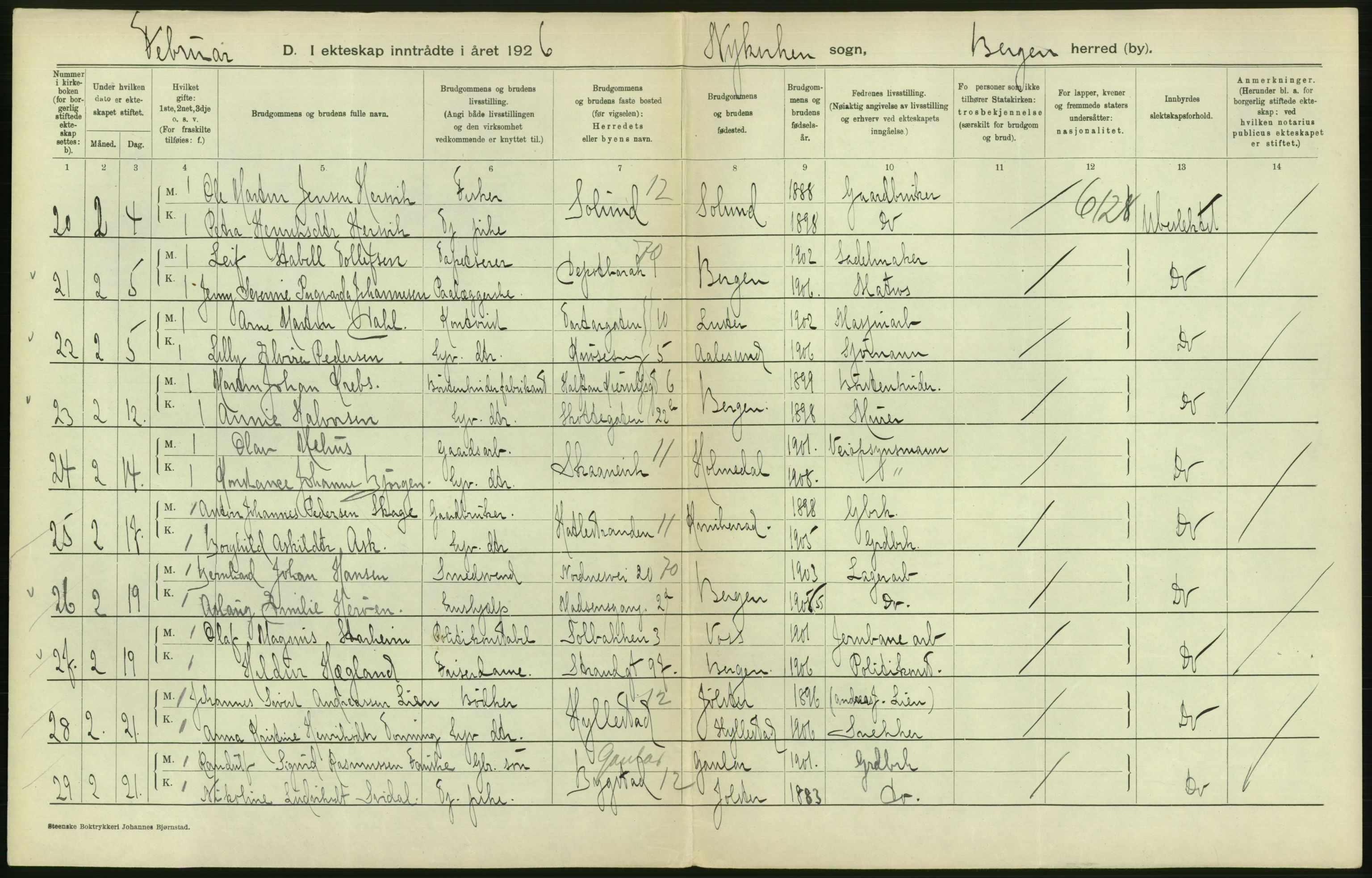 Statistisk sentralbyrå, Sosiodemografiske emner, Befolkning, AV/RA-S-2228/D/Df/Dfc/Dfcg/L0028: Bergen: Gifte, døde., 1927, p. 100