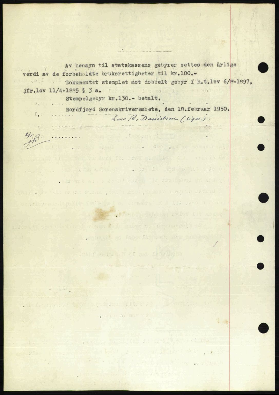 Nordfjord sorenskriveri, SAB/A-2801/02/02b/02bj/L0016a: Mortgage book no. A16 I, 1949-1950, Diary no: : 258/1950