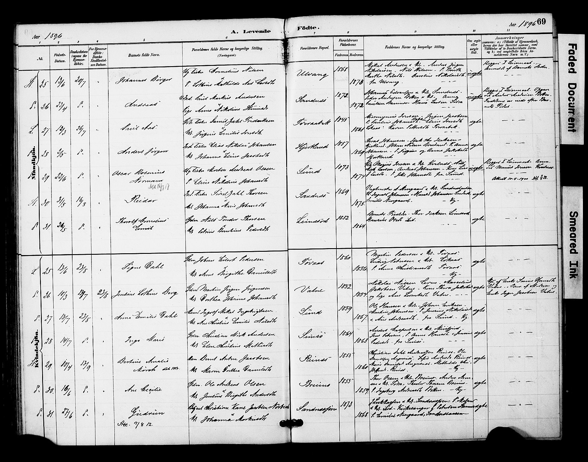 Ministerialprotokoller, klokkerbøker og fødselsregistre - Nordland, AV/SAT-A-1459/831/L0471: Parish register (official) no. 831A02, 1886-1901, p. 69