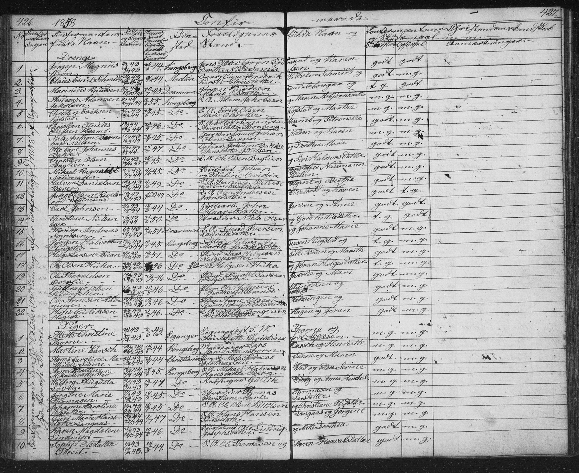 Kongsberg kirkebøker, AV/SAKO-A-22/G/Ga/L0002: Parish register (copy) no. 2, 1839-1858, p. 426-427