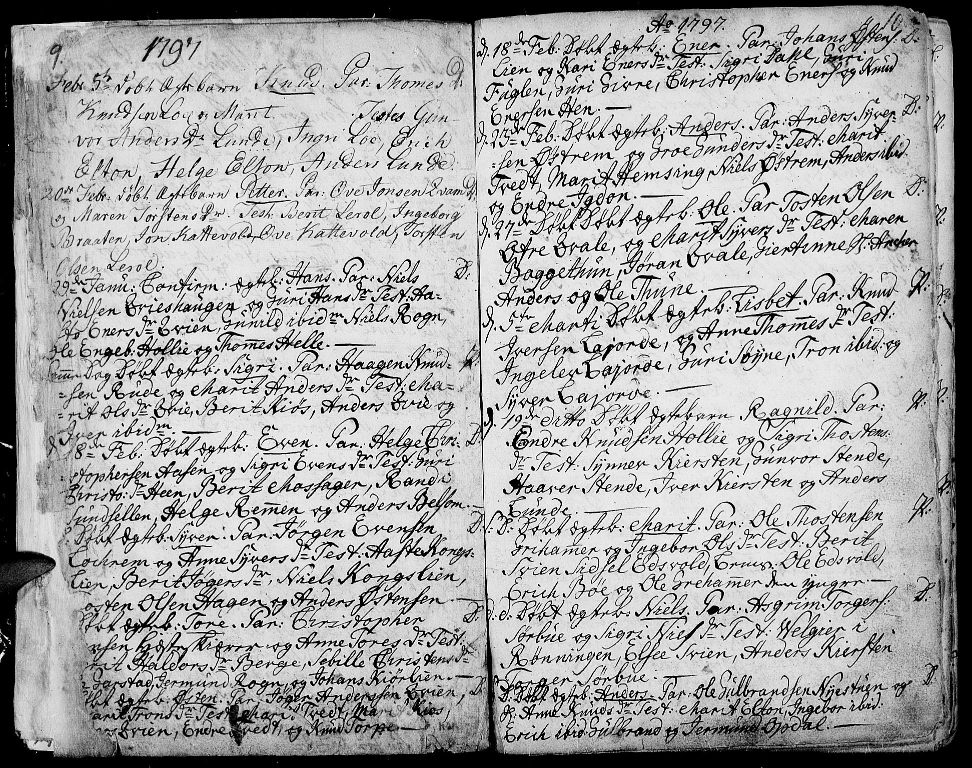 Vang prestekontor, Valdres, SAH/PREST-140/H/Ha/L0002: Parish register (official) no. 2, 1796-1808, p. 9-10