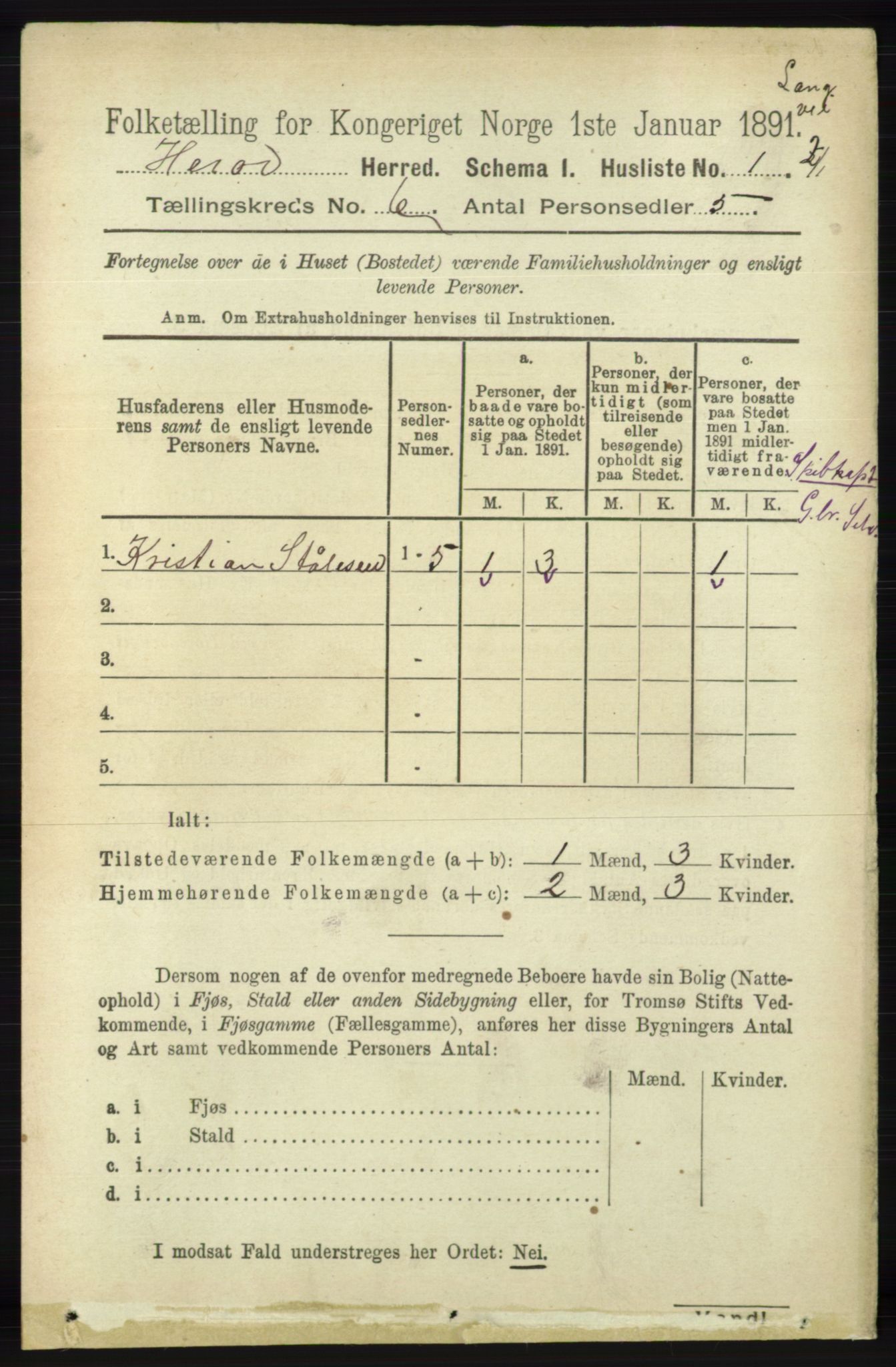 RA, 1891 census for 1039 Herad, 1891, p. 2234