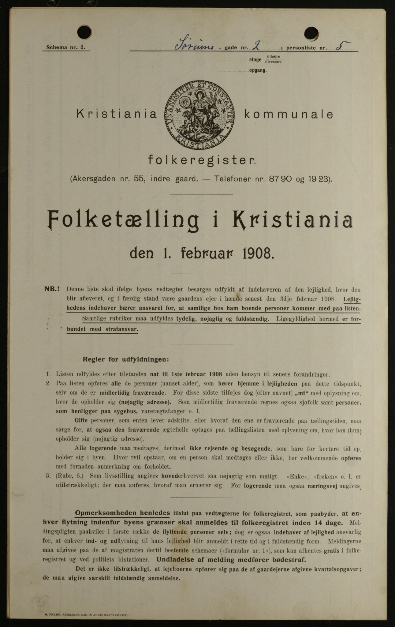 OBA, Municipal Census 1908 for Kristiania, 1908, p. 96087