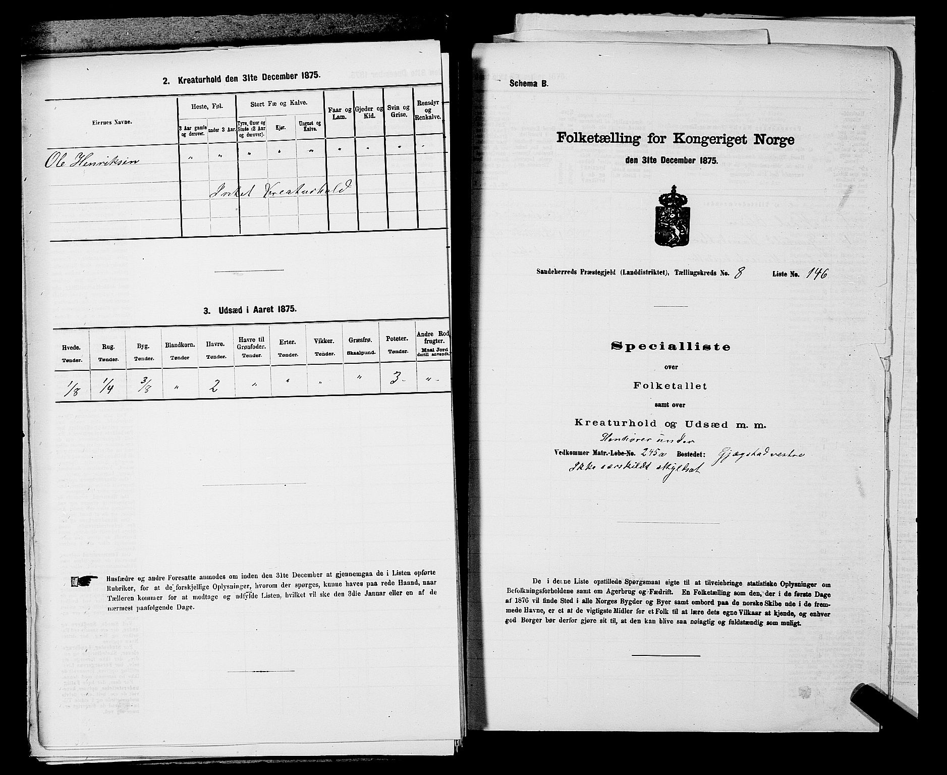 SAKO, 1875 census for 0724L Sandeherred/Sandeherred, 1875, p. 2090