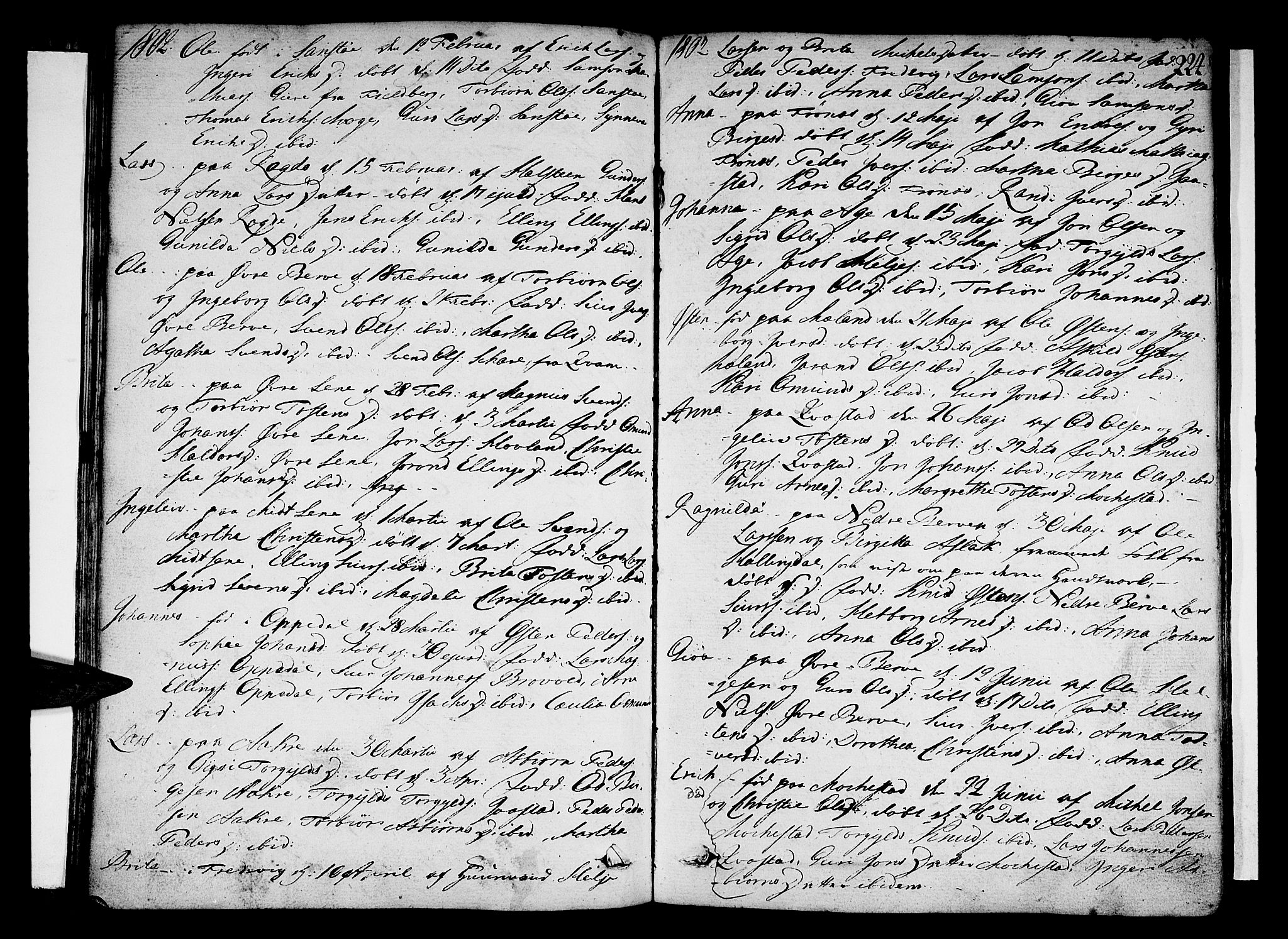 Ullensvang sokneprestembete, AV/SAB-A-78701/H/Haa: Parish register (official) no. A 7 /1, 1788-1804, p. 223-224