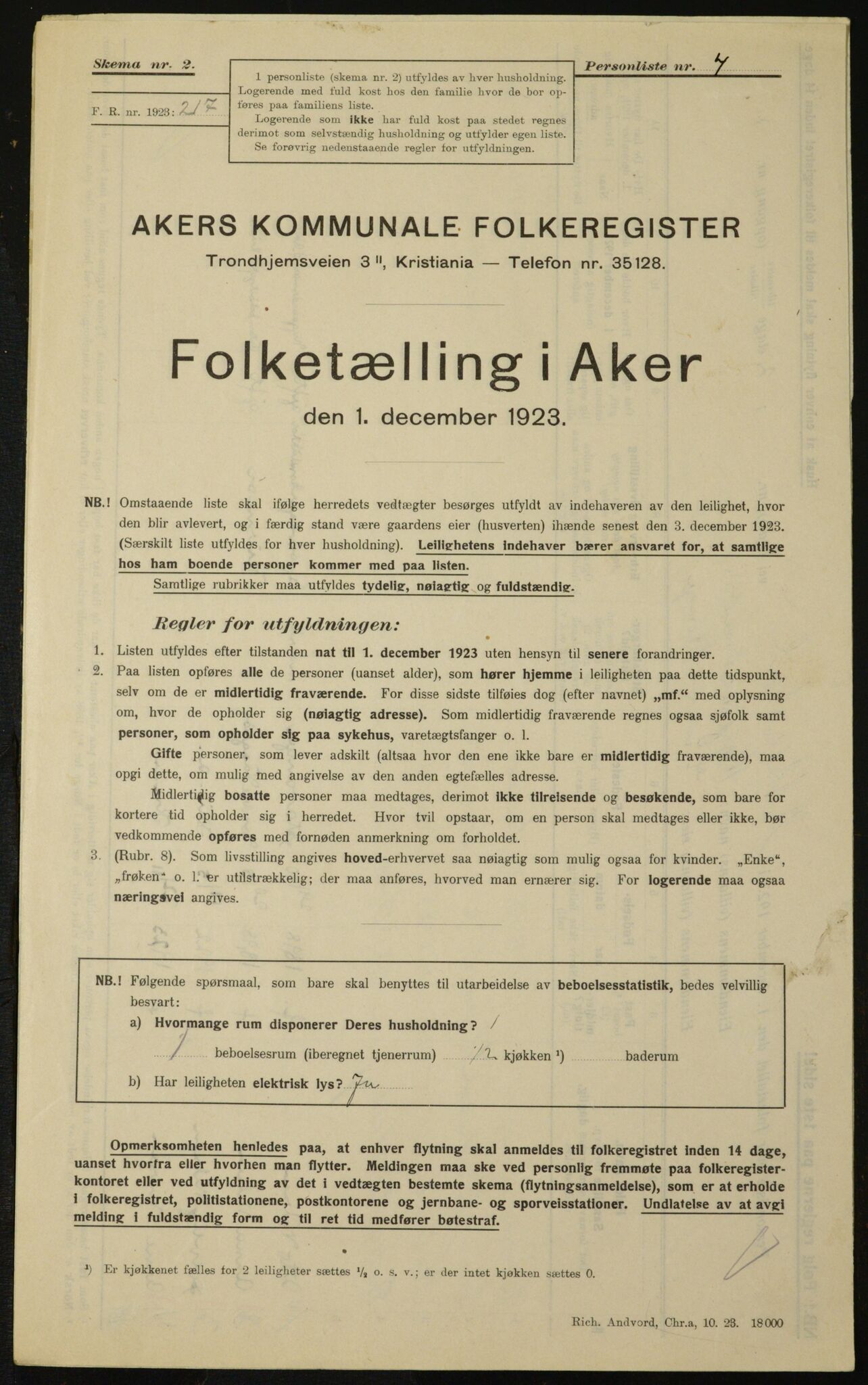 , Municipal Census 1923 for Aker, 1923, p. 23635