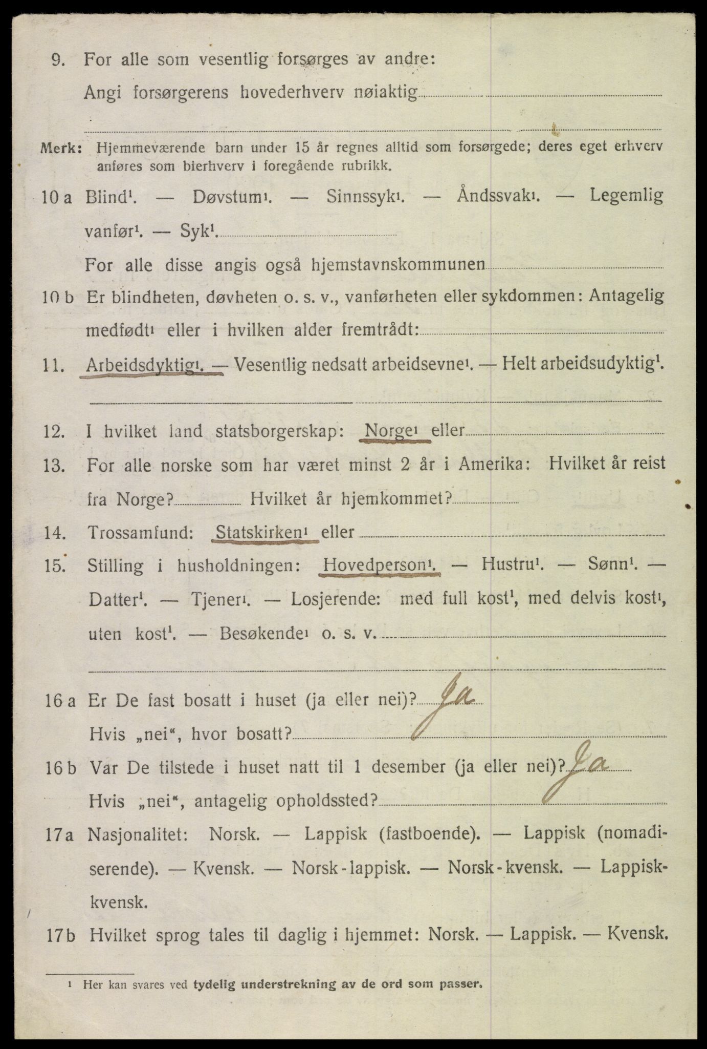 SAT, 1920 census for Vågan, 1920, p. 9942