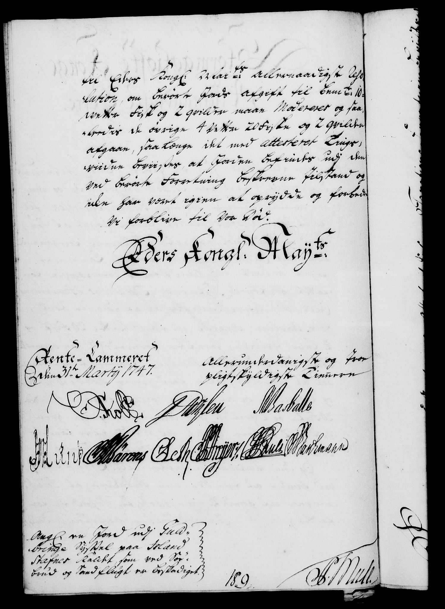 Rentekammeret, Kammerkanselliet, AV/RA-EA-3111/G/Gf/Gfa/L0029: Norsk relasjons- og resolusjonsprotokoll (merket RK 52.29), 1746-1747, p. 287