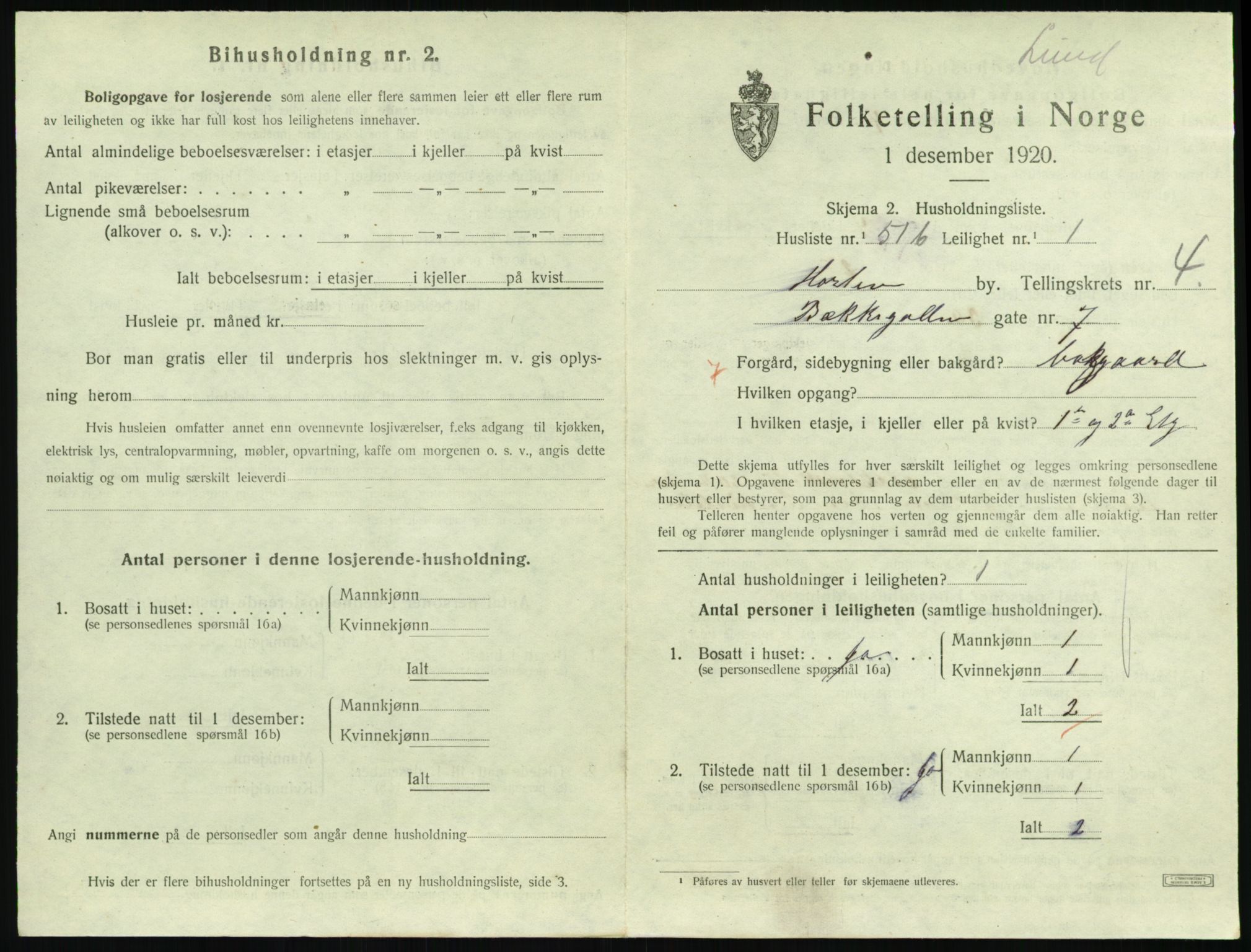 SAKO, 1920 census for Horten, 1920, p. 5047