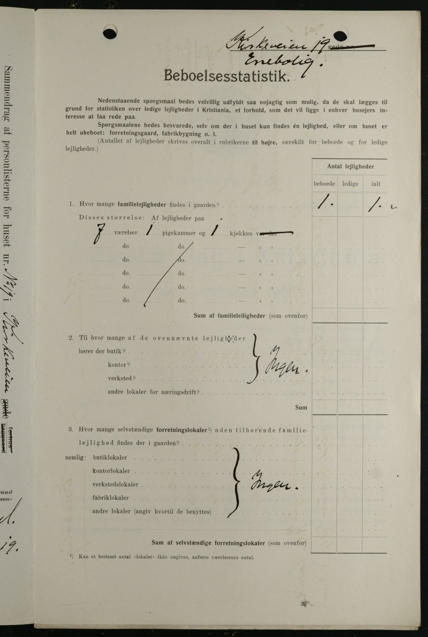 OBA, Municipal Census 1908 for Kristiania, 1908, p. 45605