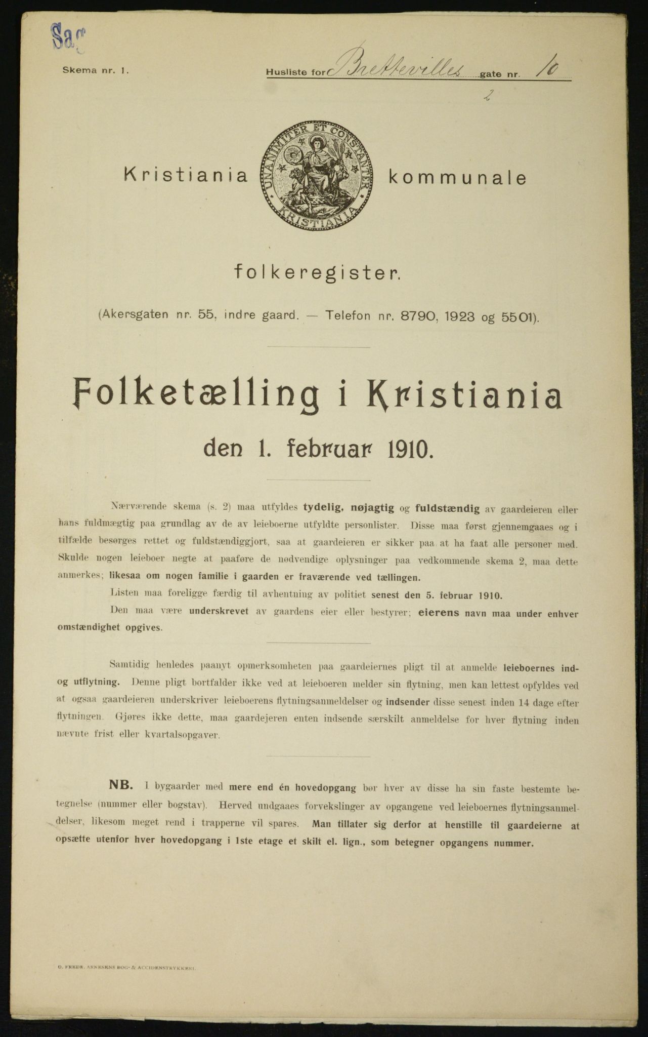 OBA, Municipal Census 1910 for Kristiania, 1910, p. 8439