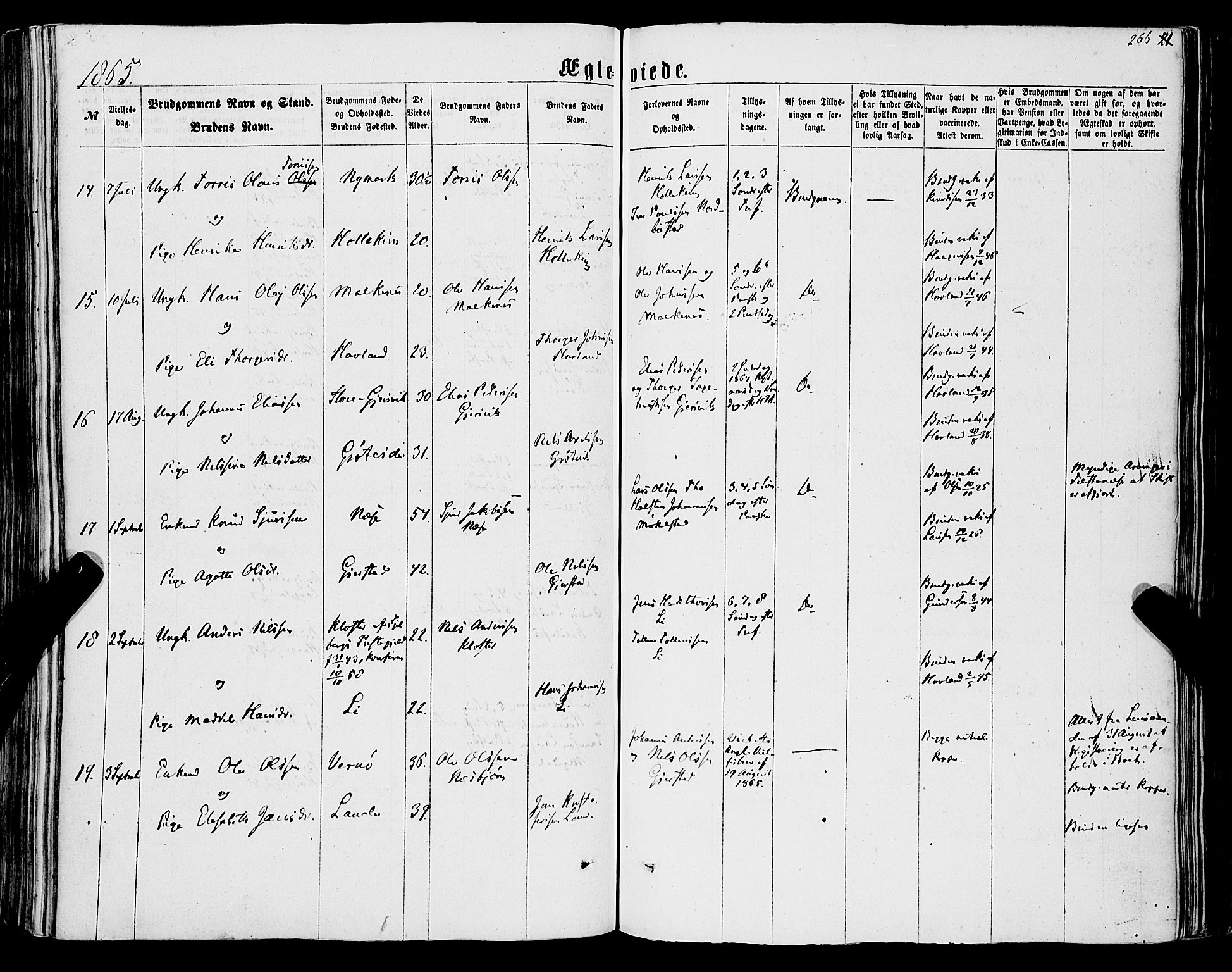 Tysnes sokneprestembete, AV/SAB-A-78601/H/Haa: Parish register (official) no. A 11, 1860-1871, p. 266