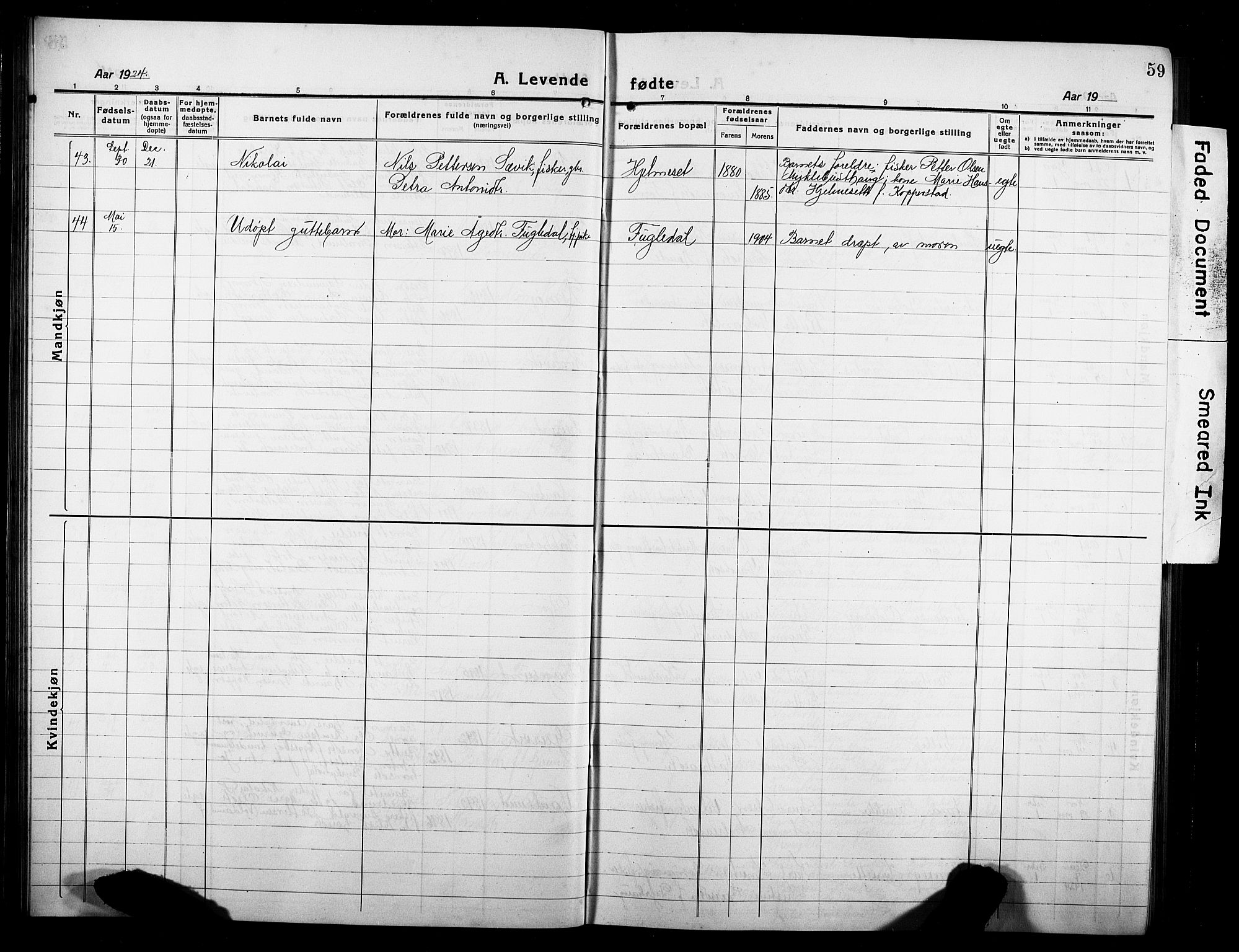 Ministerialprotokoller, klokkerbøker og fødselsregistre - Møre og Romsdal, AV/SAT-A-1454/507/L0084: Parish register (copy) no. 507C07, 1919-1932, p. 59