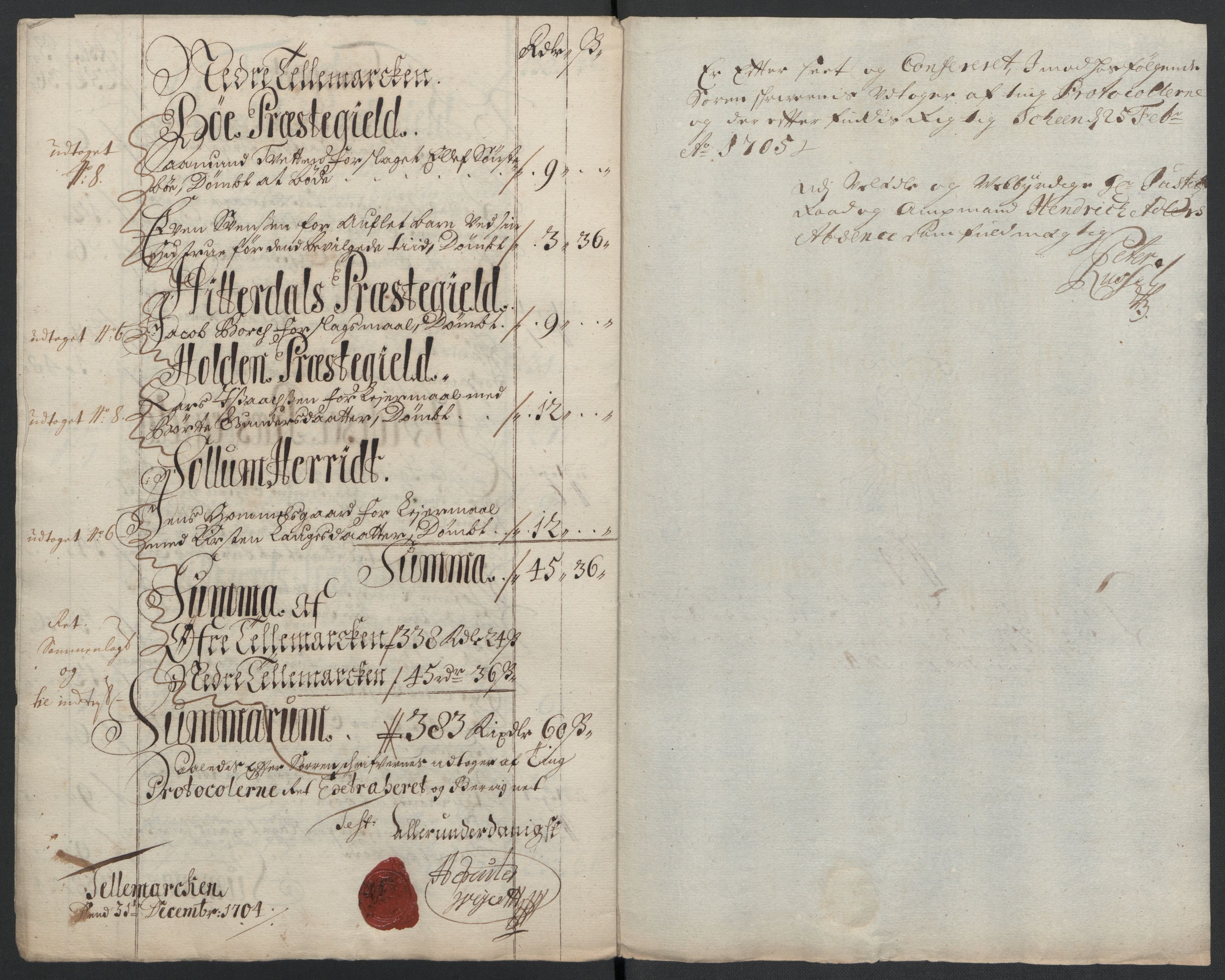 Rentekammeret inntil 1814, Reviderte regnskaper, Fogderegnskap, AV/RA-EA-4092/R36/L2111: Fogderegnskap Øvre og Nedre Telemark og Bamble, 1704, p. 47