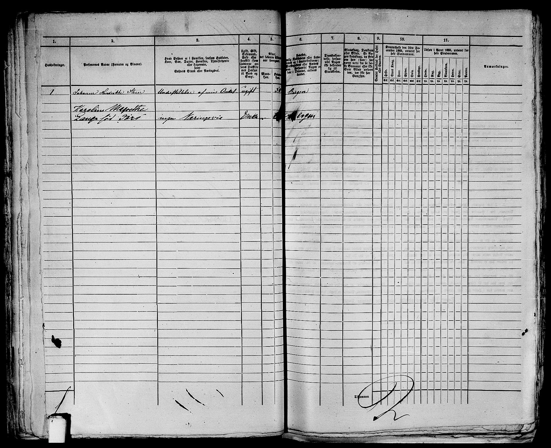 RA, 1865 census for Bergen, 1865, p. 2603