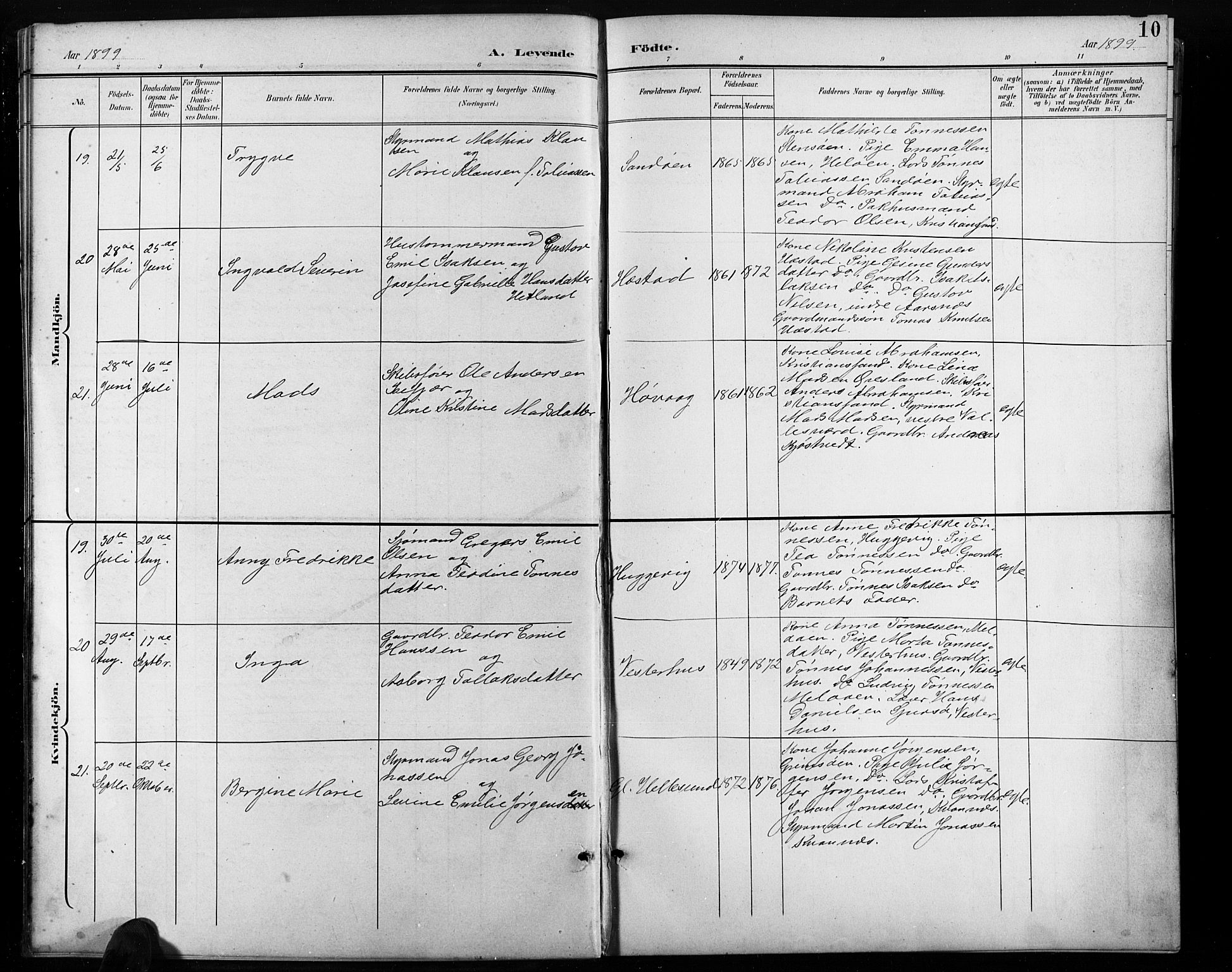 Høvåg sokneprestkontor, AV/SAK-1111-0025/F/Fb/L0005: Parish register (copy) no. B 5, 1898-1929, p. 10